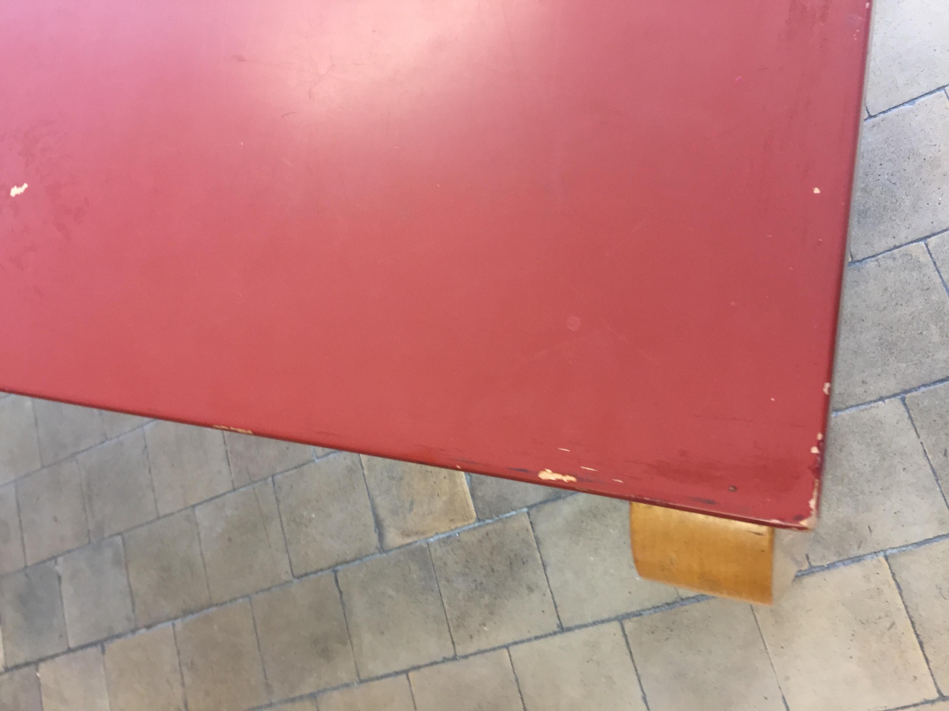 Birch Alva Alato Table Red Lacquer Table Top, 1930 For Sale