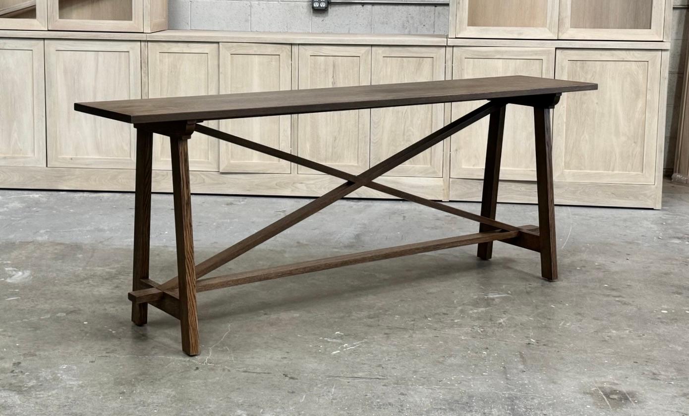 This rift sawn oak console table is seen here in 84