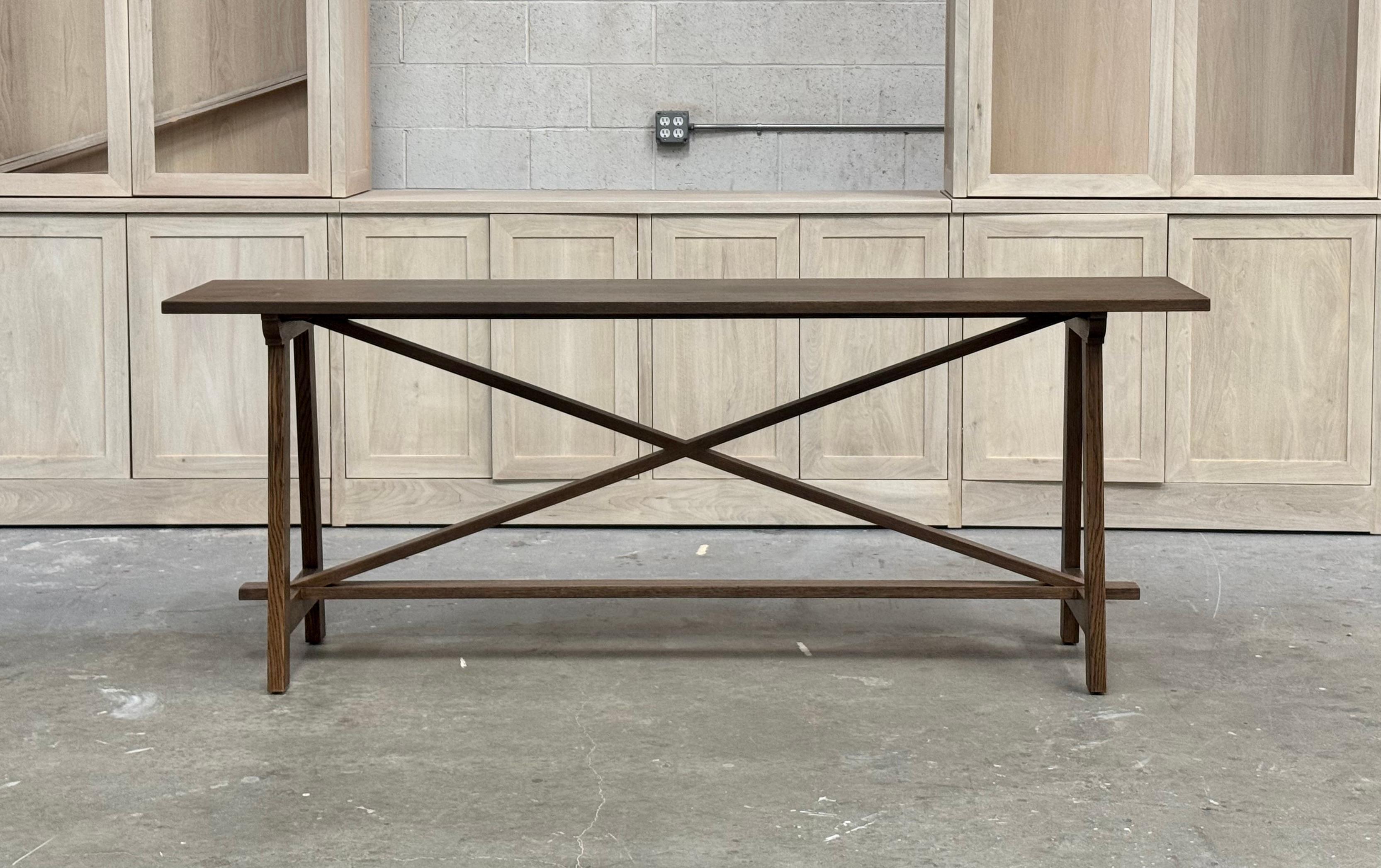 American Alva Console Table in Rift Sawn Oak, made to order by Petersen Antiques For Sale