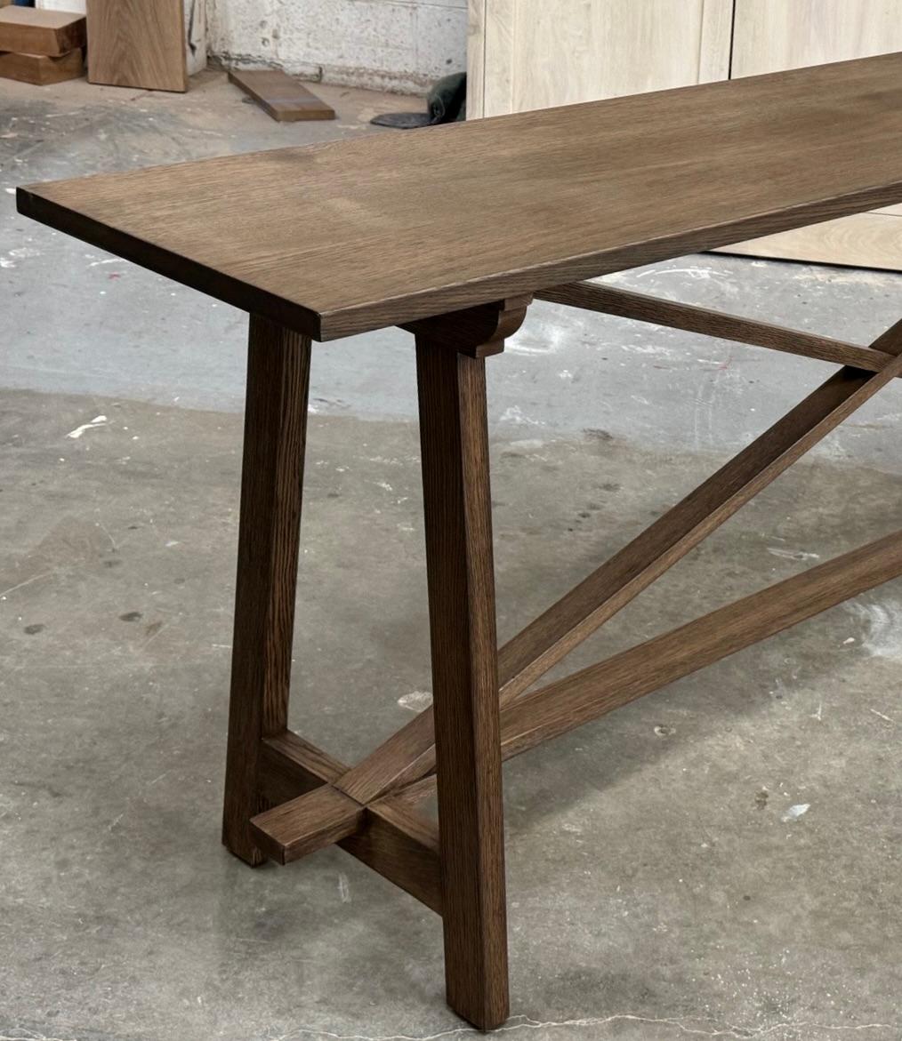 Alva Console Table in Rift Sawn Oak, made to order by Petersen Antiques In New Condition For Sale In Los Angeles, CA