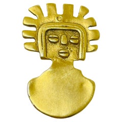 Vintage ALVA signed gold tone unique designer brooch