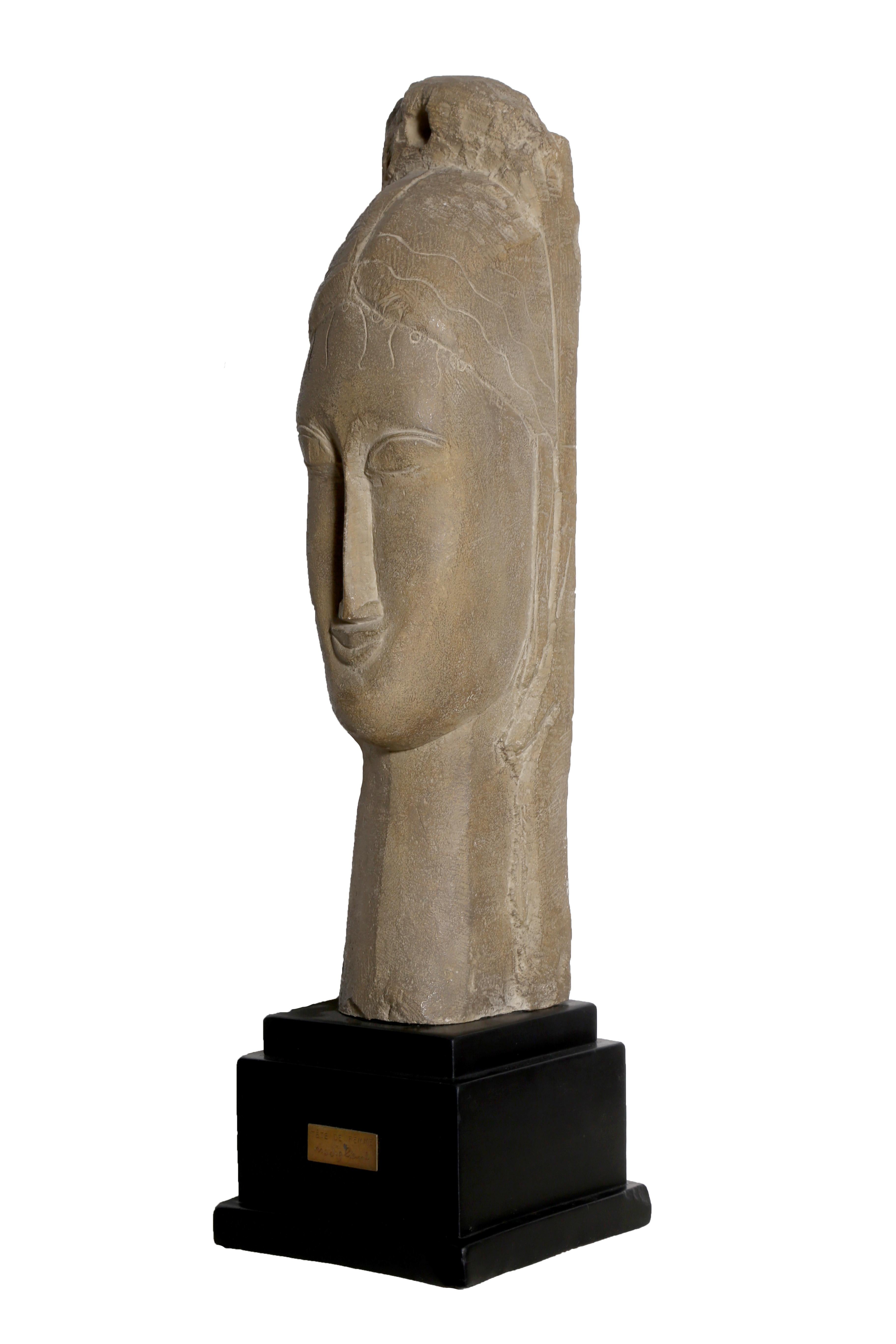 Alva Studios Figurative Sculpture - Tete de Femme, After Modigliani