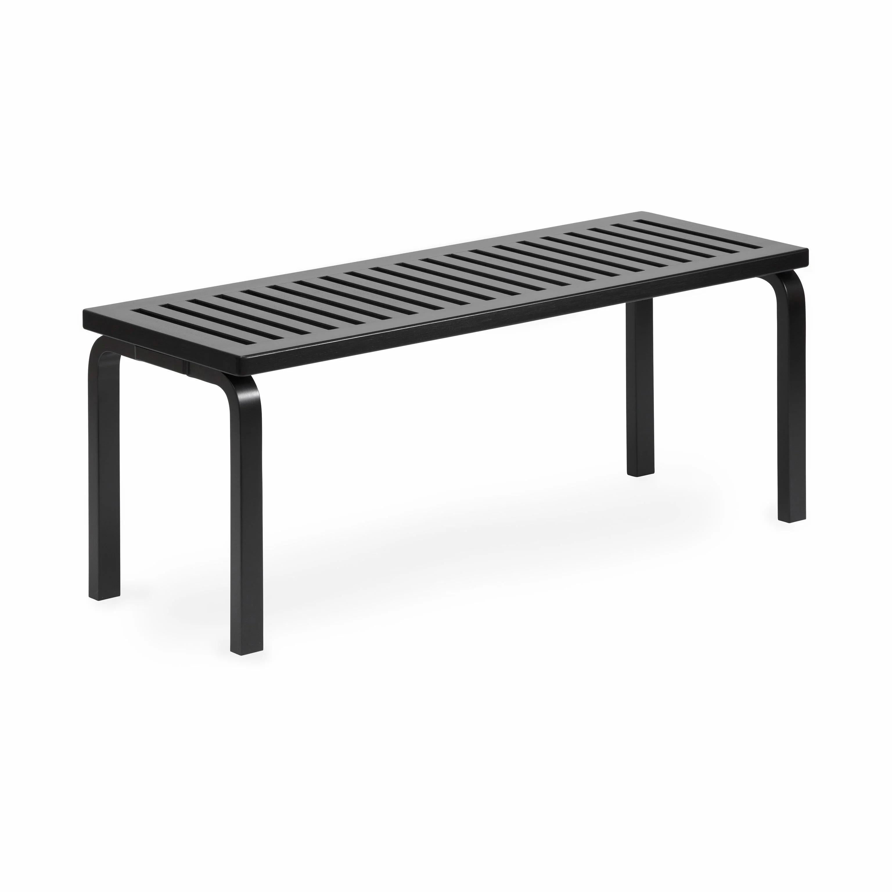 Alvar Aalto 153A Bench for Artek in Black Lacquer. 

Originally designed in 1945 and produced by its original manufacturer, Artek of Finland. 

This bench is executed in solid birch wood with black lacquer finish. This bench easily functions as an