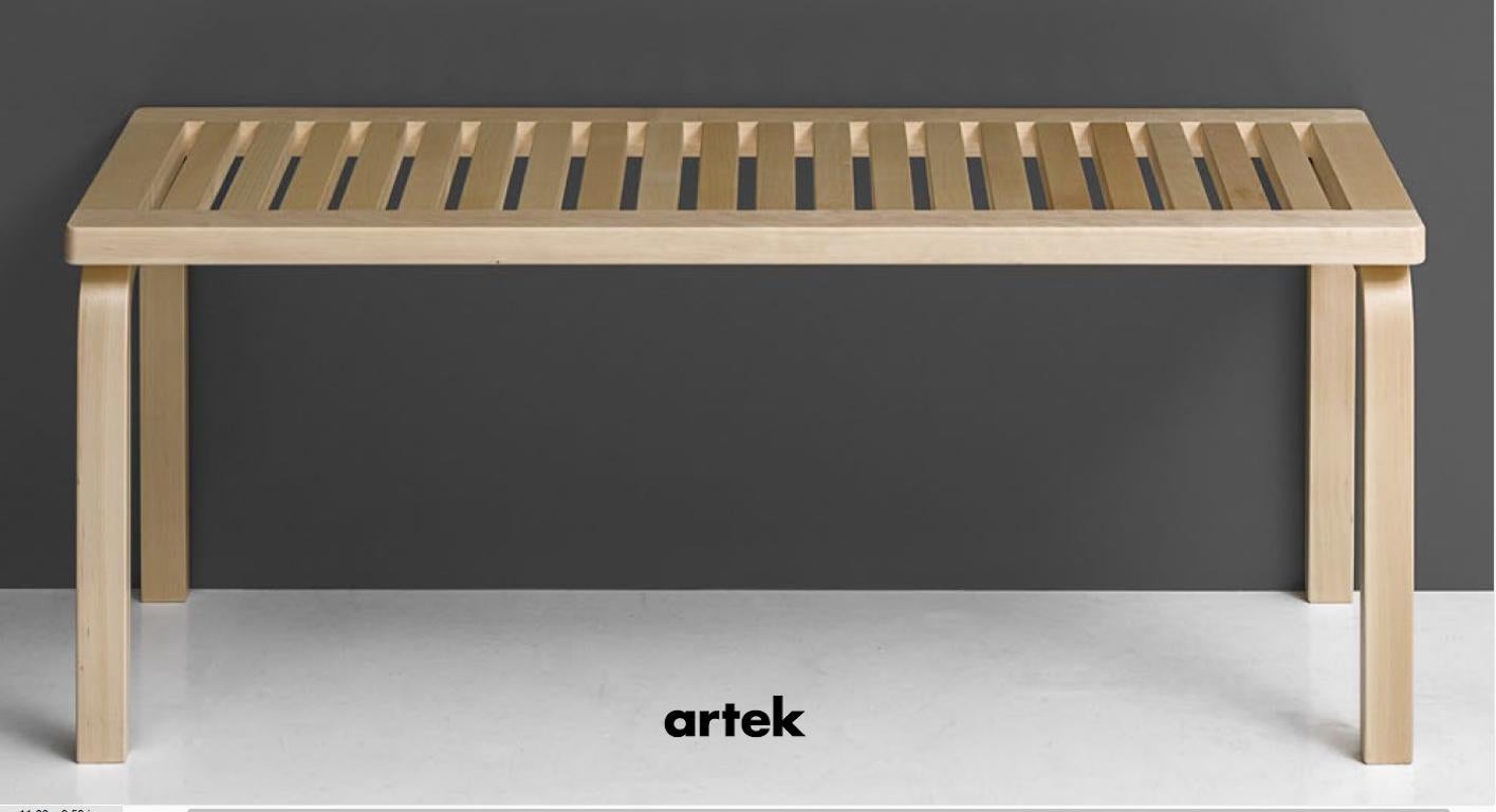 Scandinavian Modern Alvar Aalto 153A Bench for Artek in Solid Birch