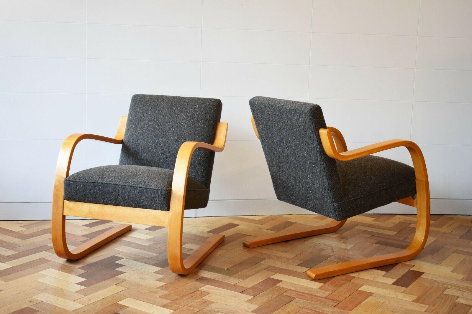 Art Deco Alvar Aalto, Pair of Armchairs Model 402 for Finmar, 1930's For Sale