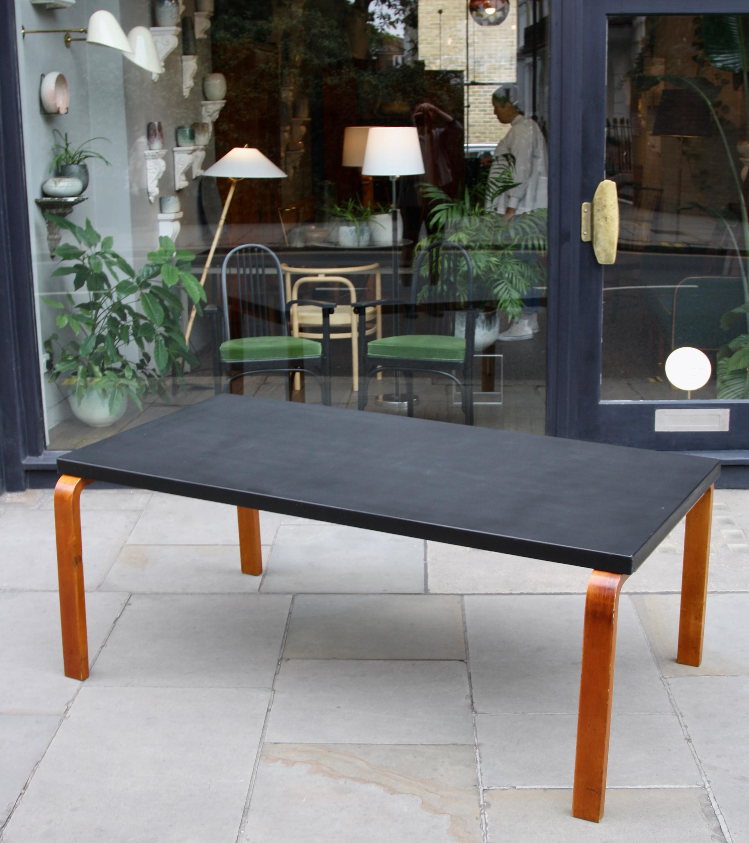 Alvar Aalto, 1935 Large, Early Production, Black Mat Lacquered and Birch Table 7