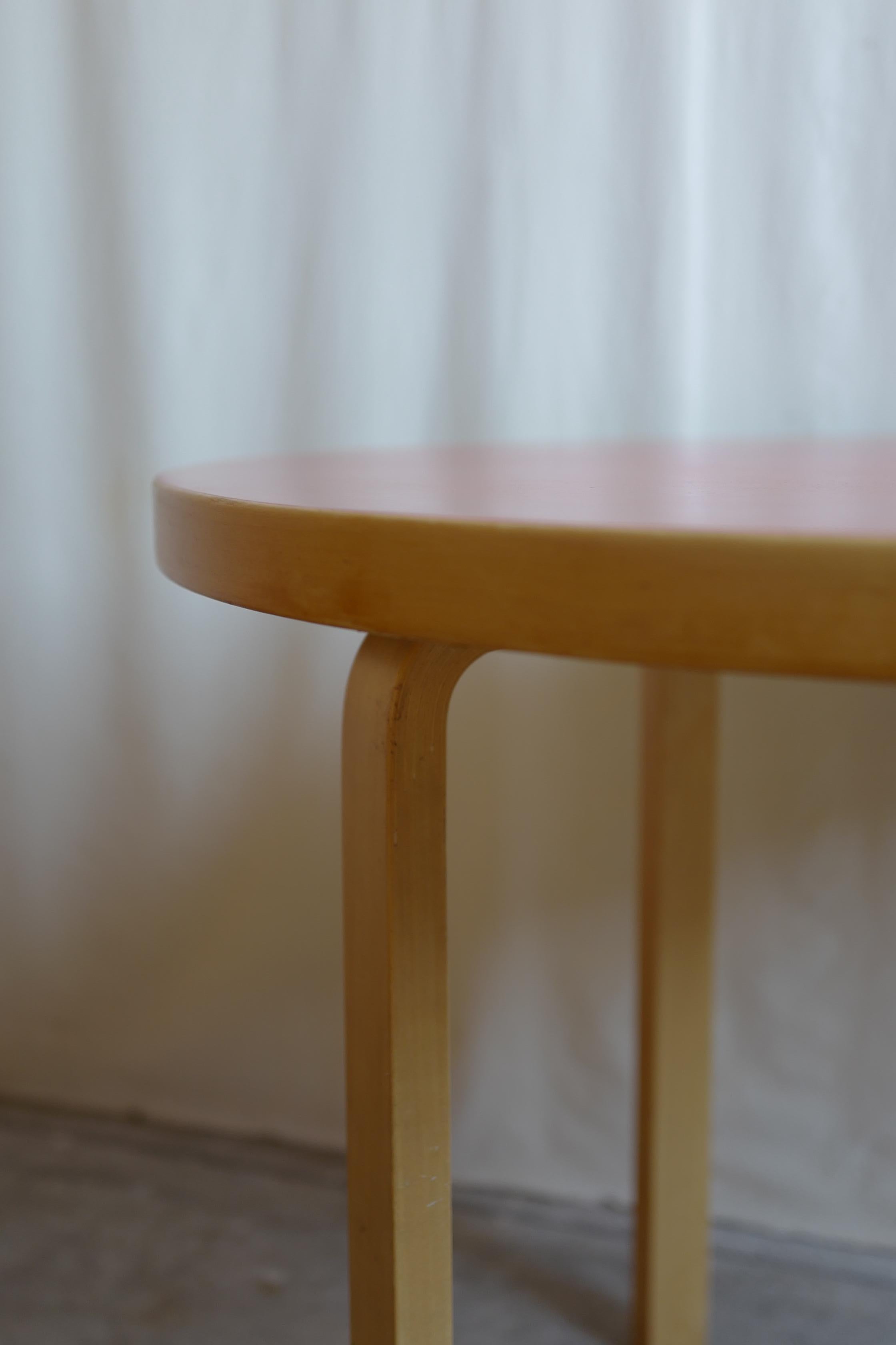 Modern alvar aalto 1960's 90 table red linoleum