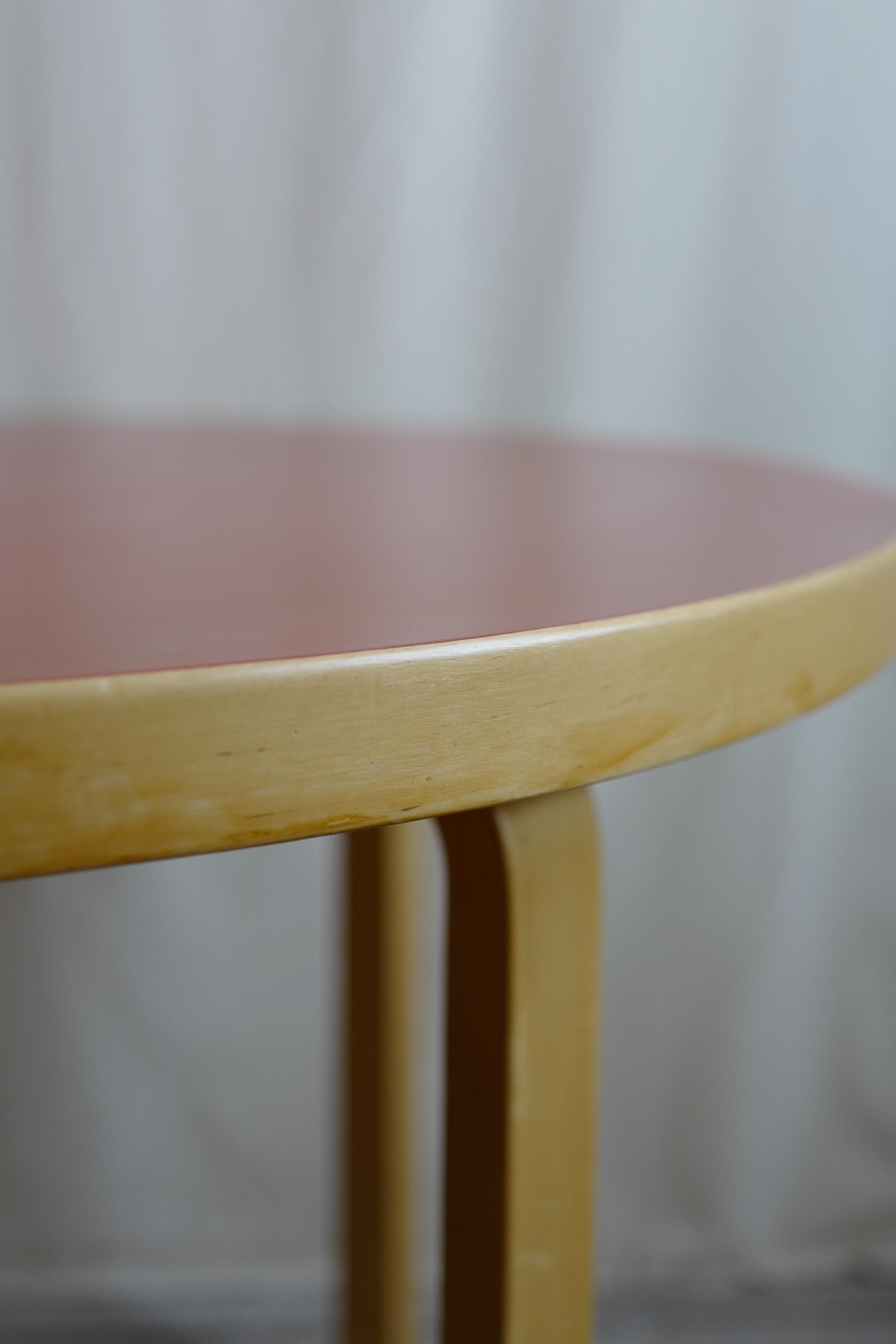Mid-20th Century alvar aalto 1960's 90 table red linoleum