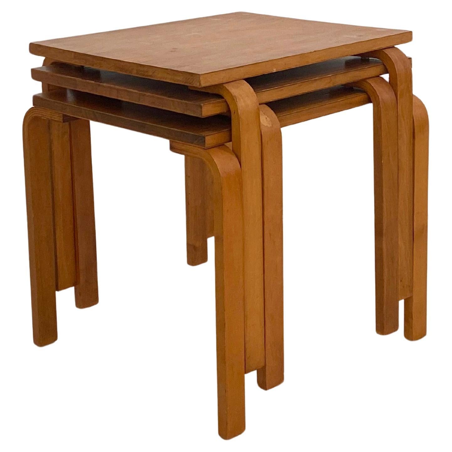 Vintage Alvar Aalto, 1950s Stacking End Tables, Original Set of 3 For Sale