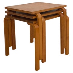 Vintage Alvar Aalto, 1950s Stacking End Tables, Original Set of 3