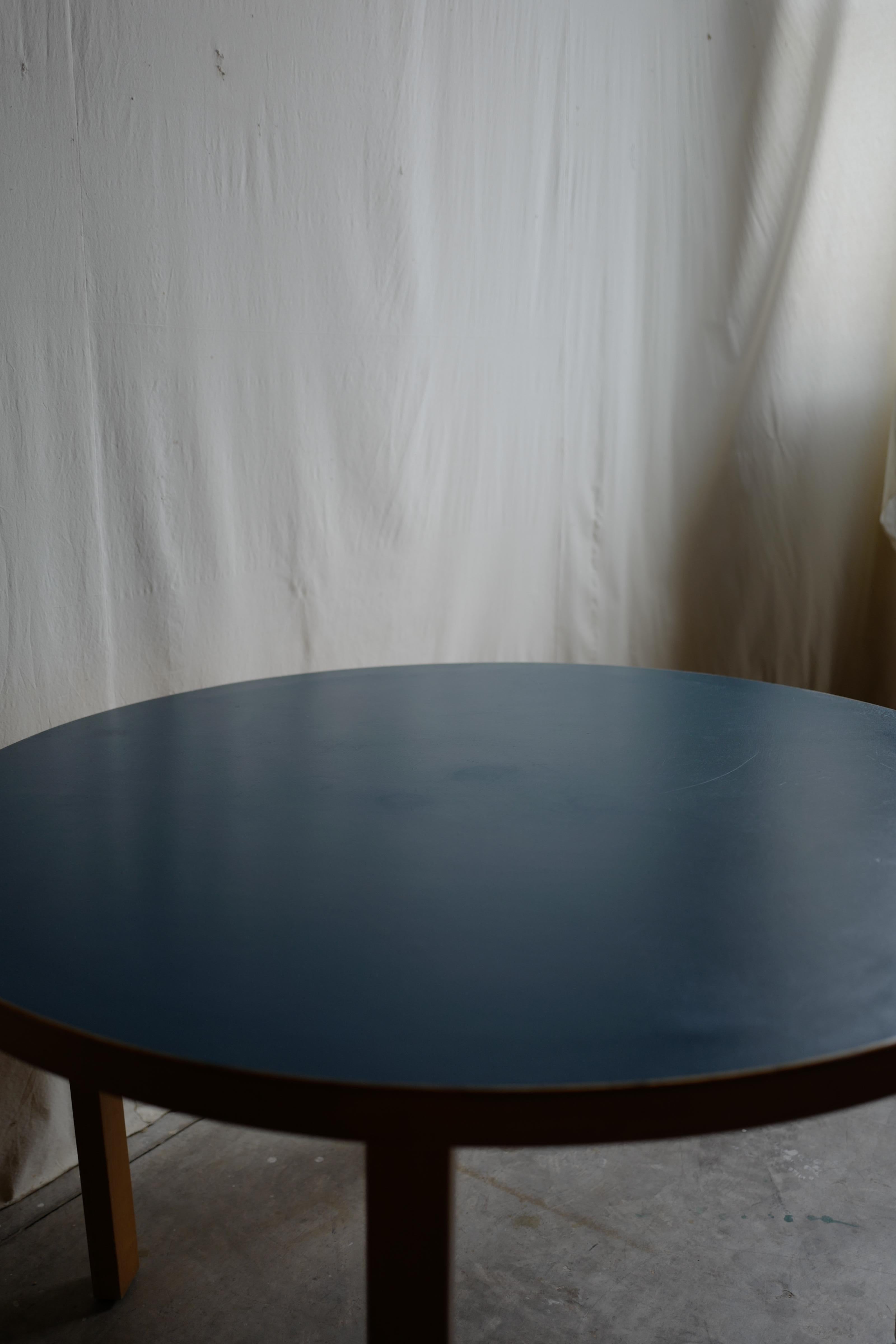 Finnish alvar aalto 1970's 91 table blue linoleum