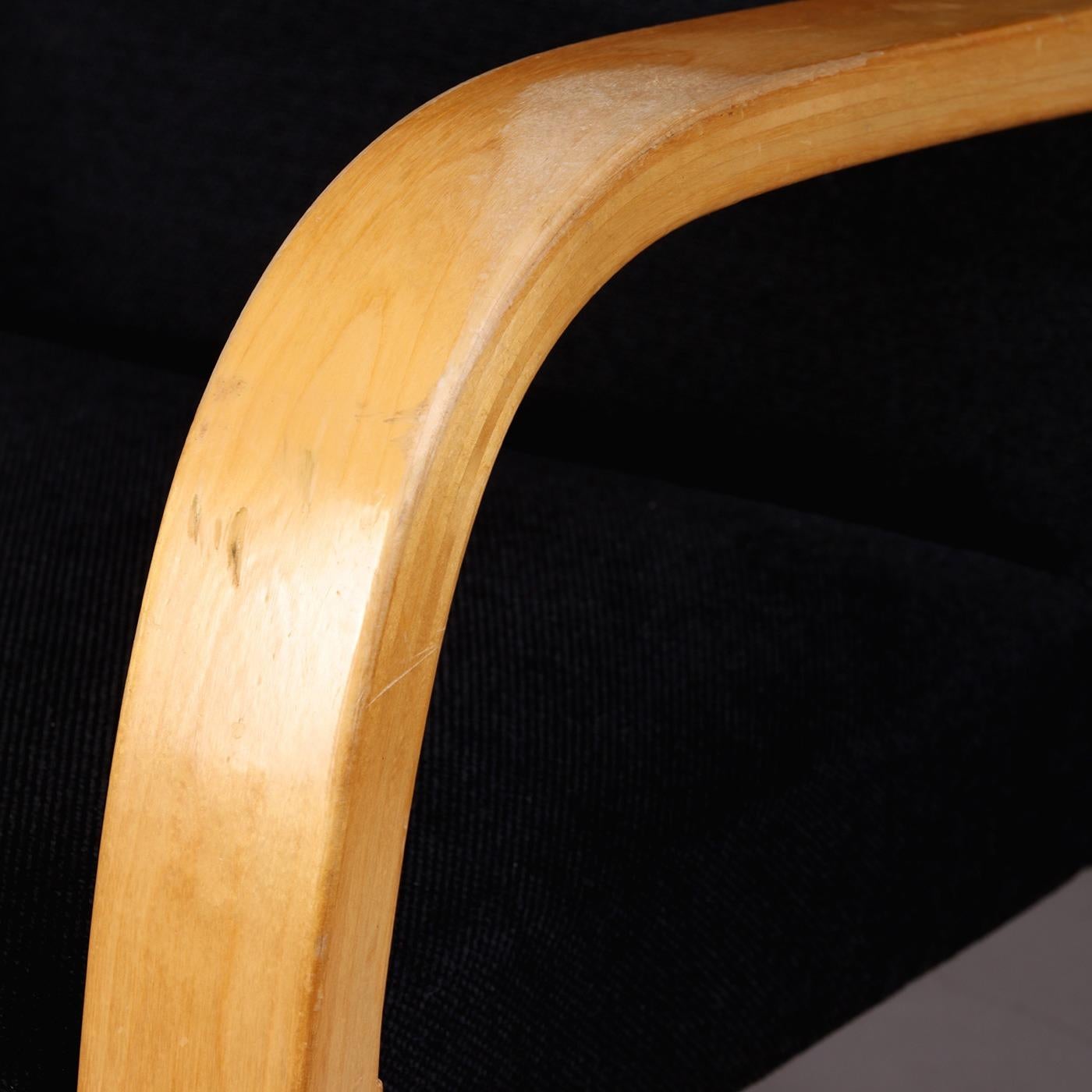 Alvar Aalto '36/401' Cantilever Armchairs in Birch and Black Fabric, 1950s (Mitte des 20. Jahrhunderts) im Angebot