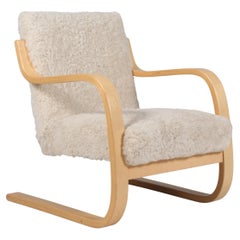 Fauteuil de la série 402 d'Alvar Aalto pour Artek, vers 1960, peau d'agneau