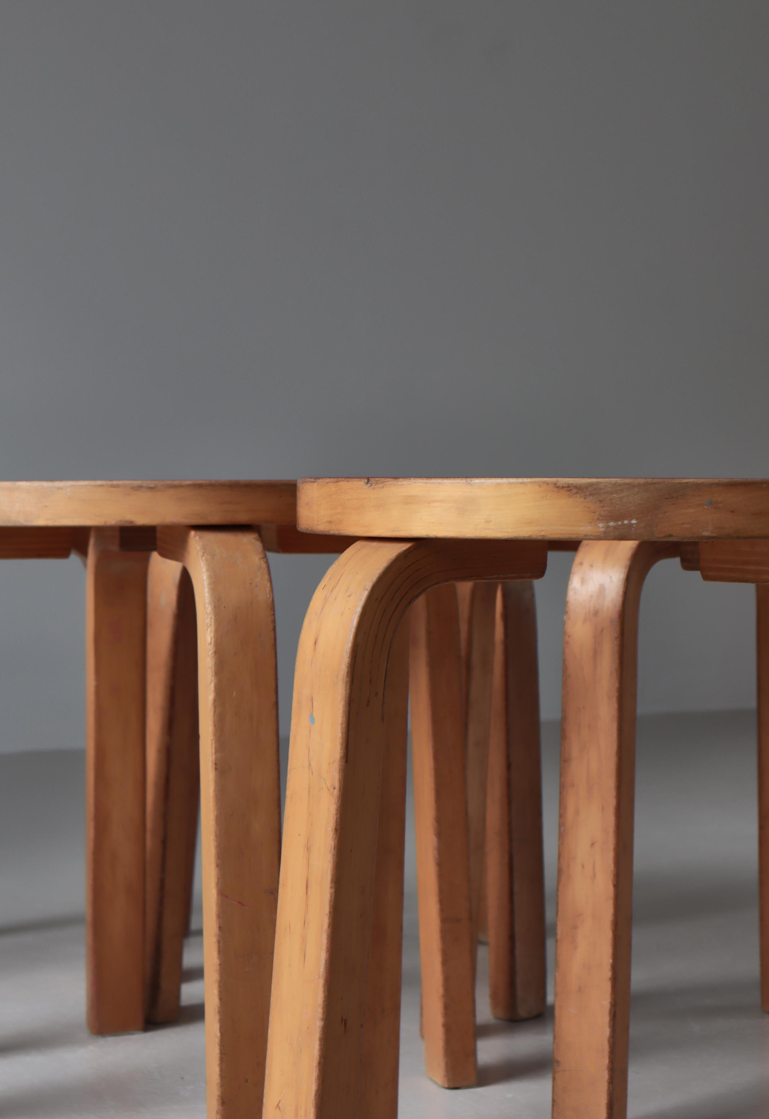 Alvar Aalto 5 Early L-Leg Stools 