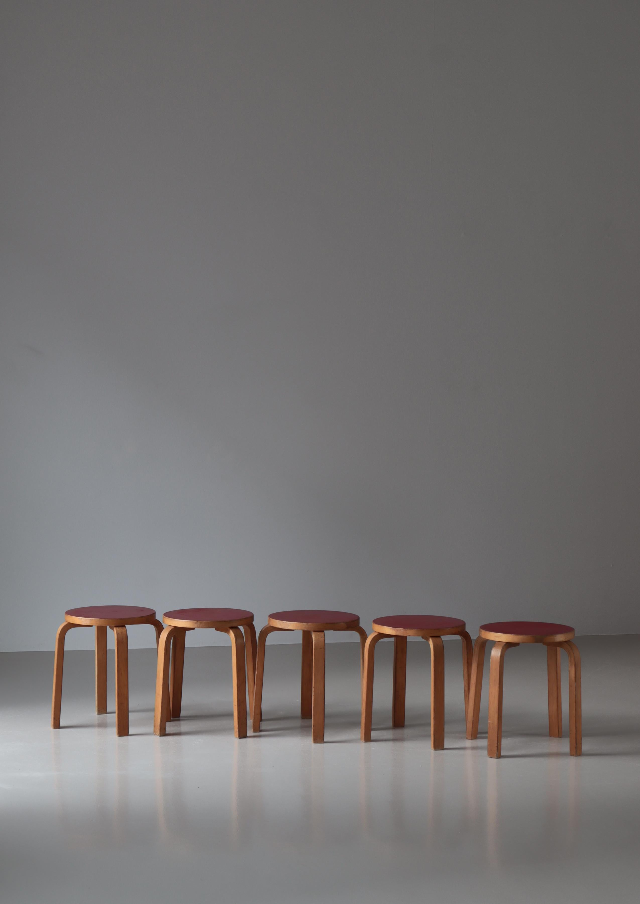 Alvar Aalto 5 Early L-Leg Stools 
