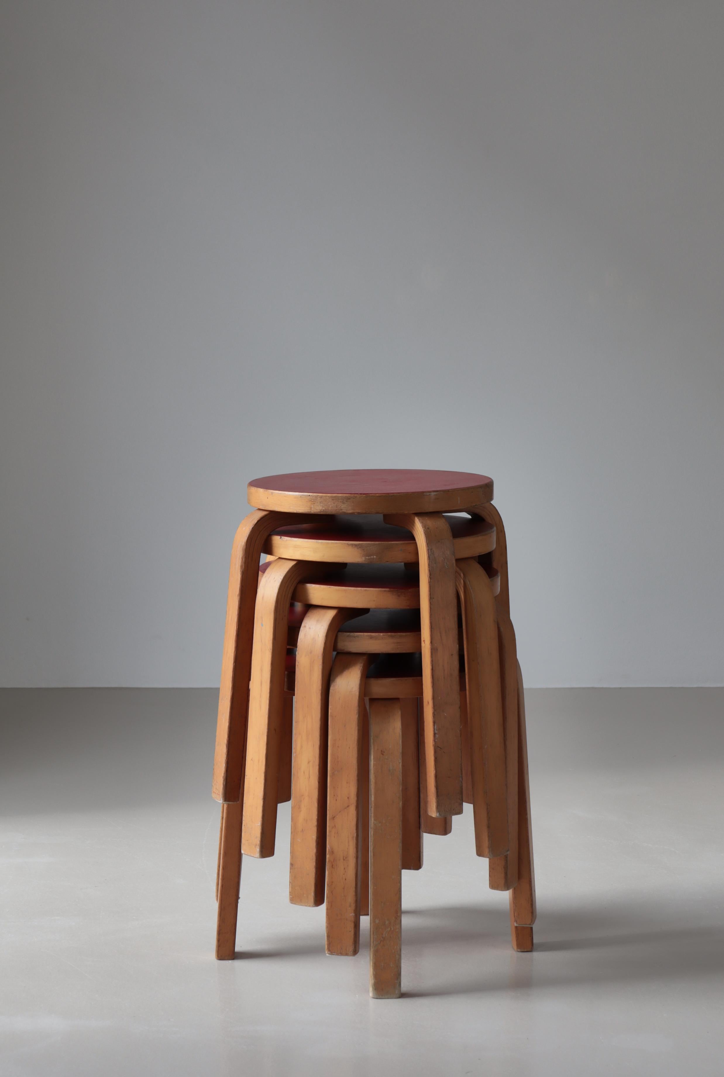 Alvar Aalto 5 Early L-Leg Stools 