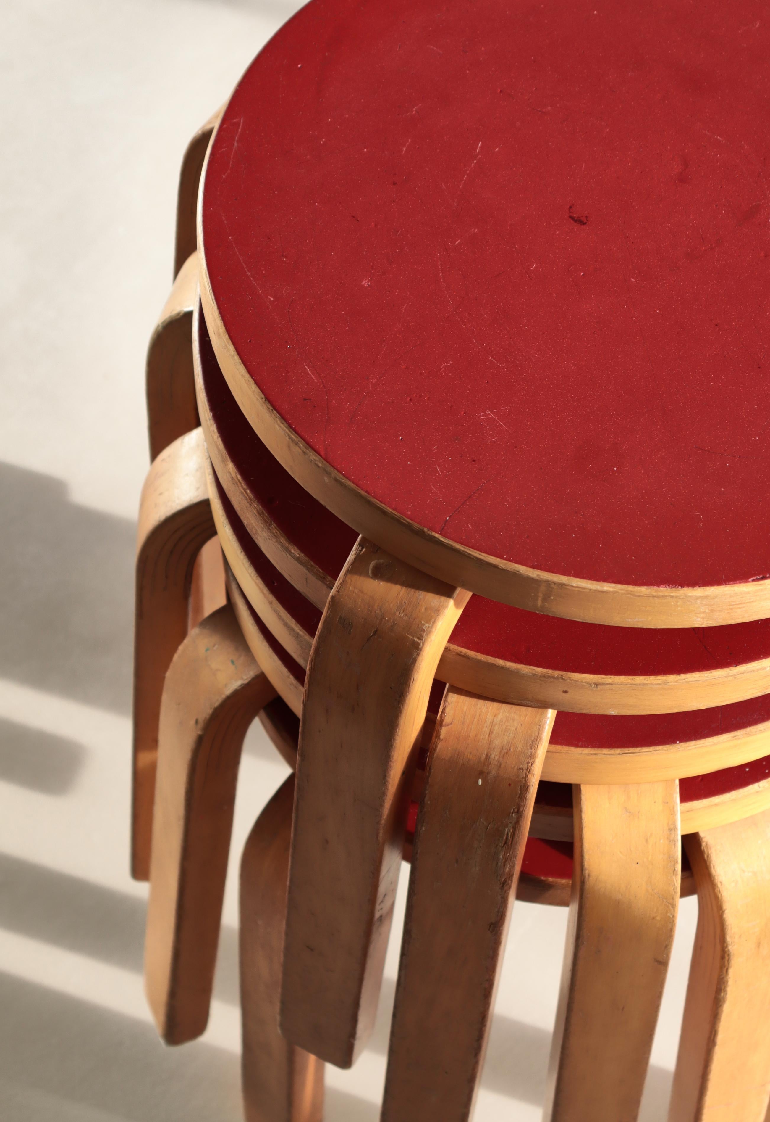 Alvar Aalto 5 Early L-Leg Stools 