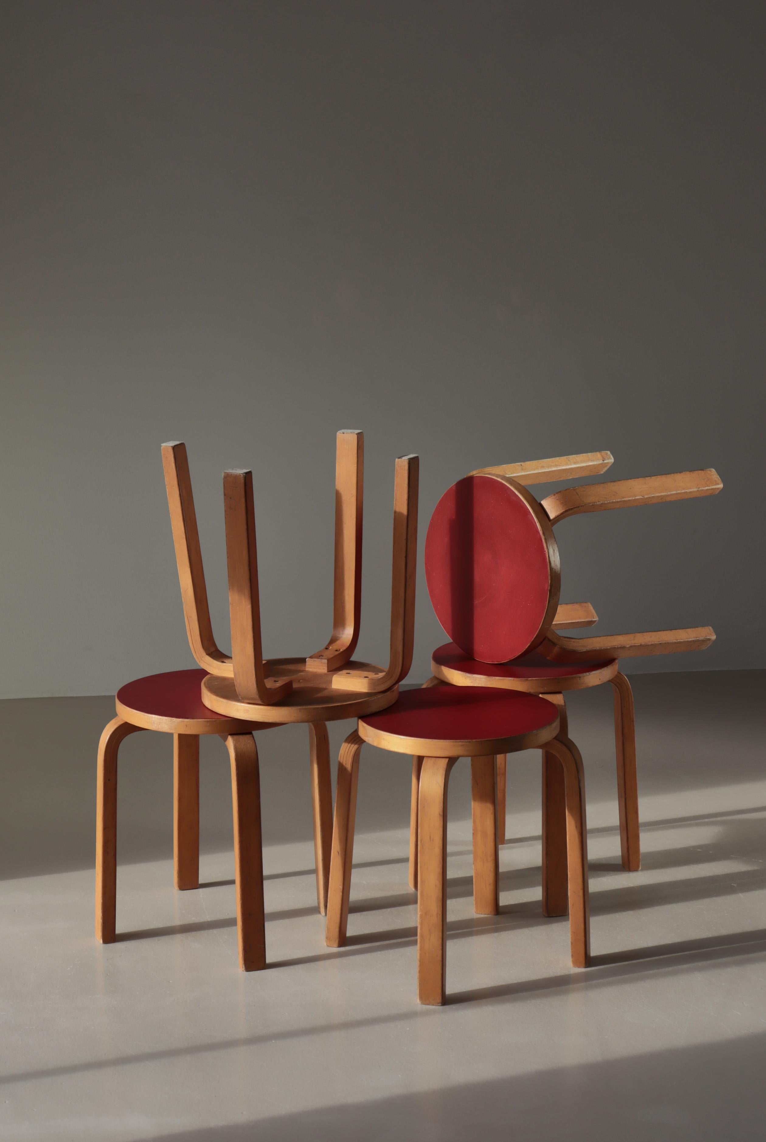Alvar Aalto 5 Early L-Leg Stools 