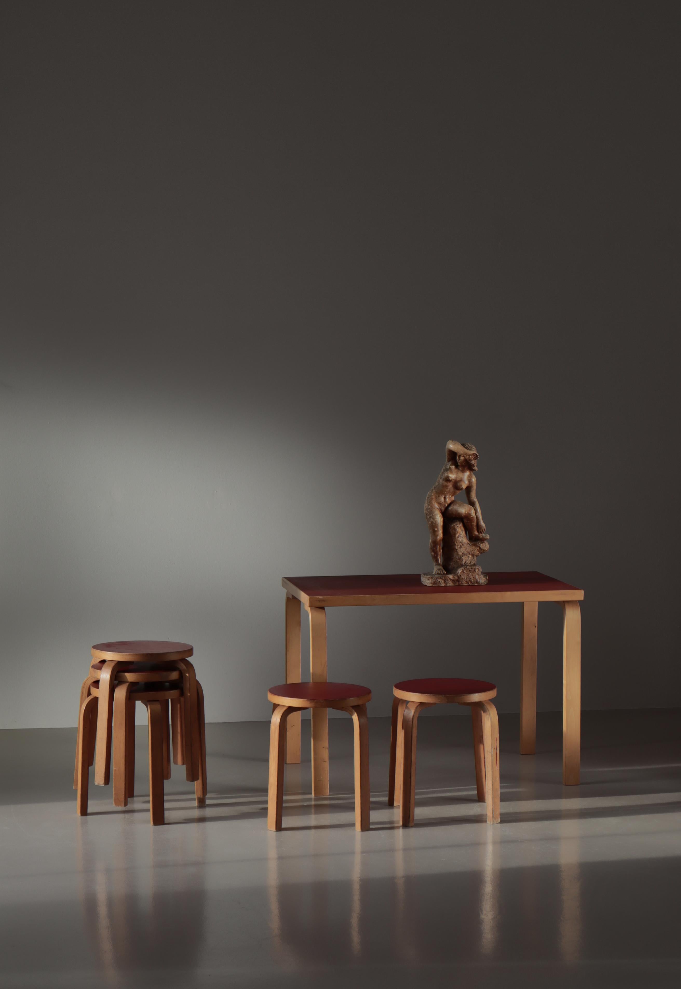 Alvar Aalto 5 Early L-Leg Stools 