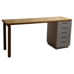 bureau alvar aalto 60''en hêtre et tiroir blanc