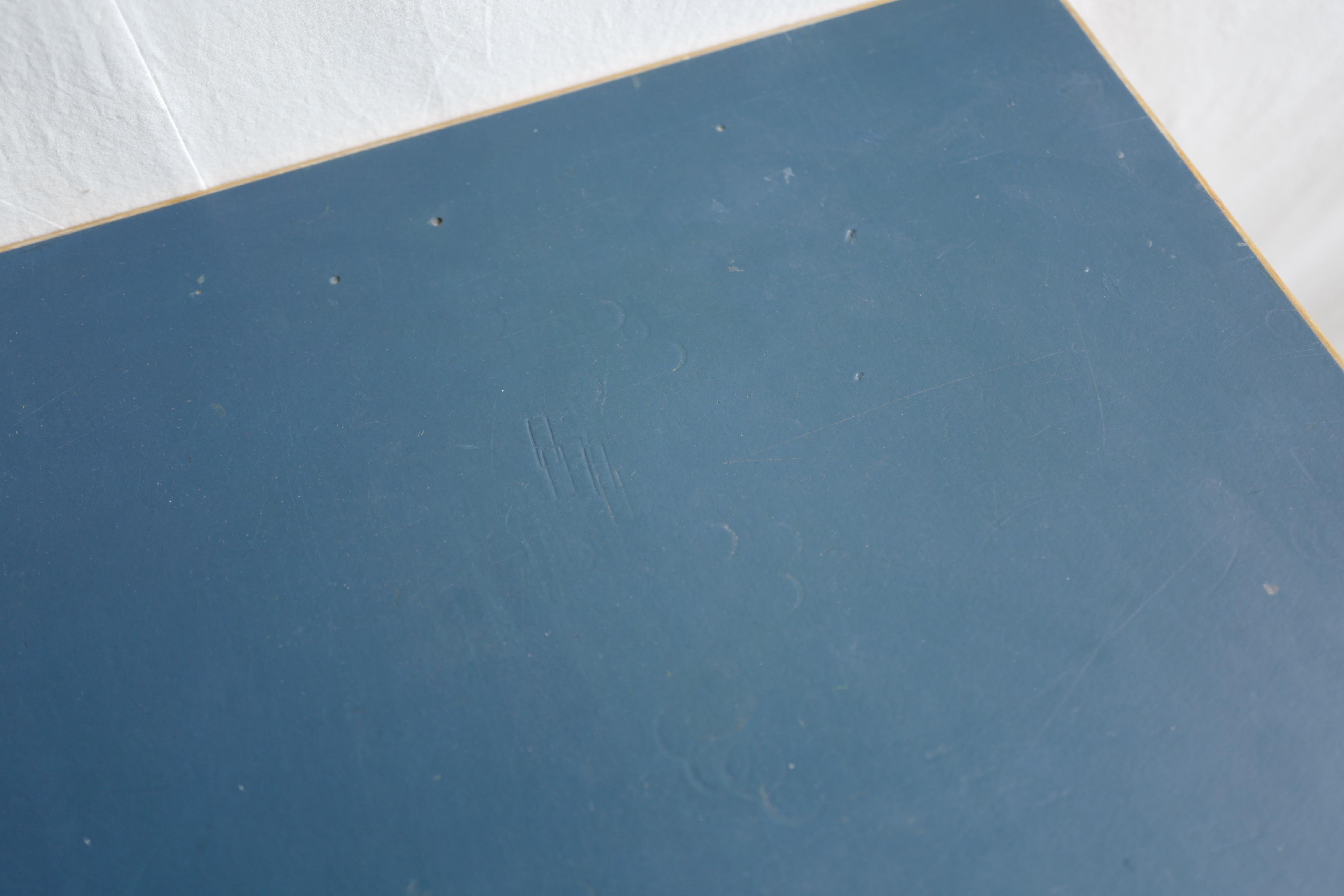 alvar aalto mesa de linóleo azul de los años 60 Lacado en venta