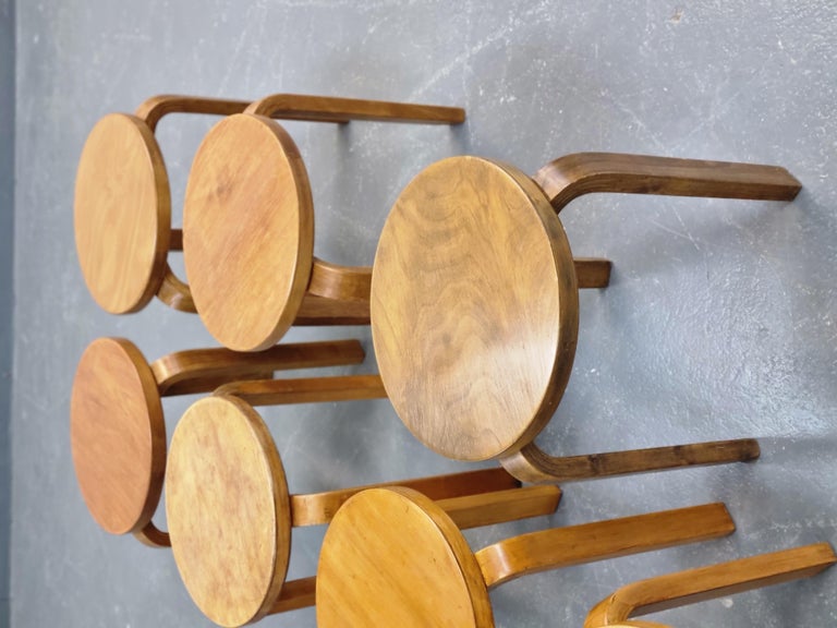 Alvar Aalto 7 Stackable Stools Model No 60, 1930s For Sale at 1stDibs