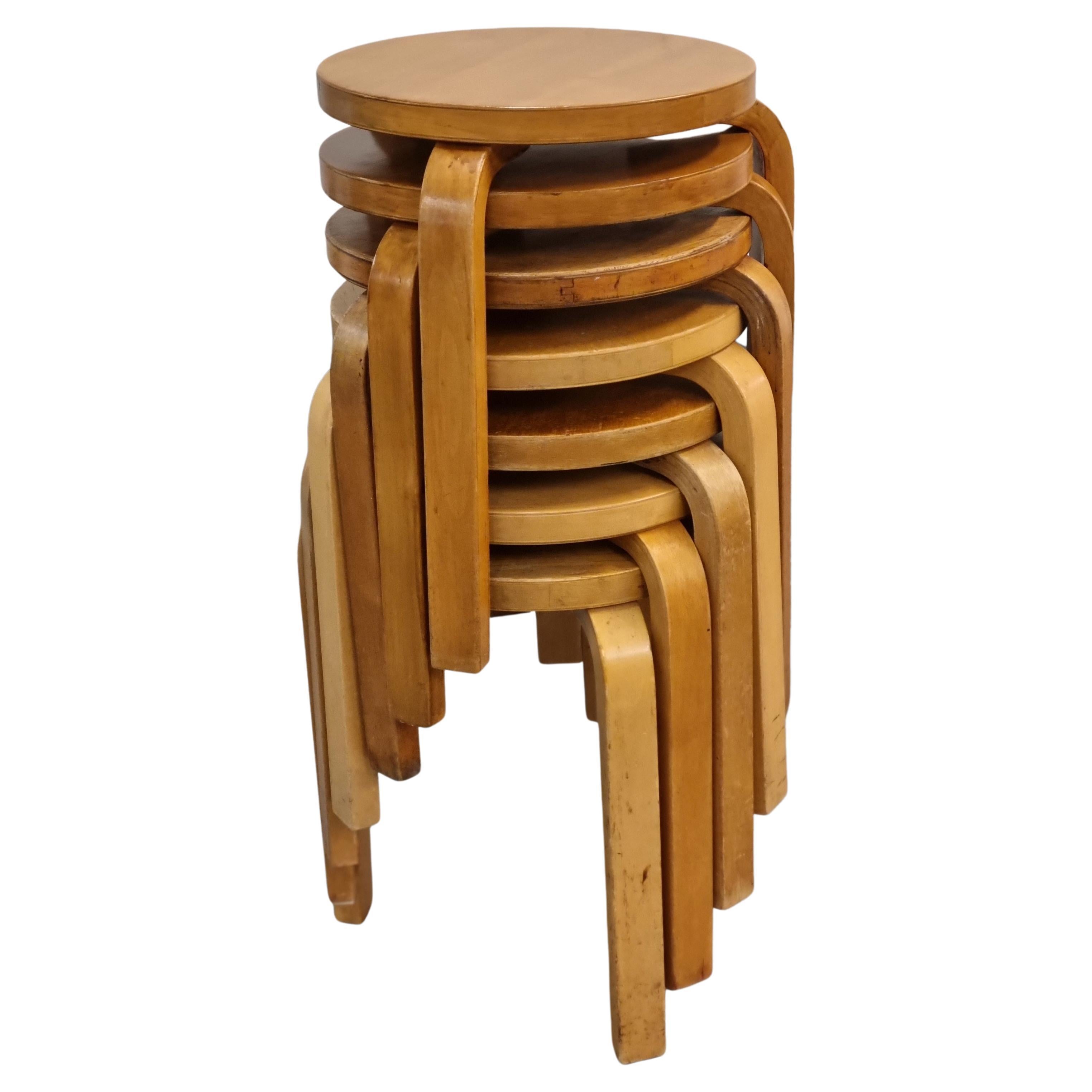 Alvar Aalto 7 Stackable Stools Model no 60, 1930s