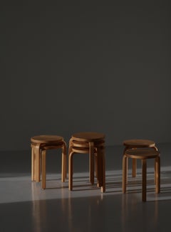 Alvar Aalto 7 Vintage L-Leg Stools Model 60 in Birch, 1970s Artek, Finland