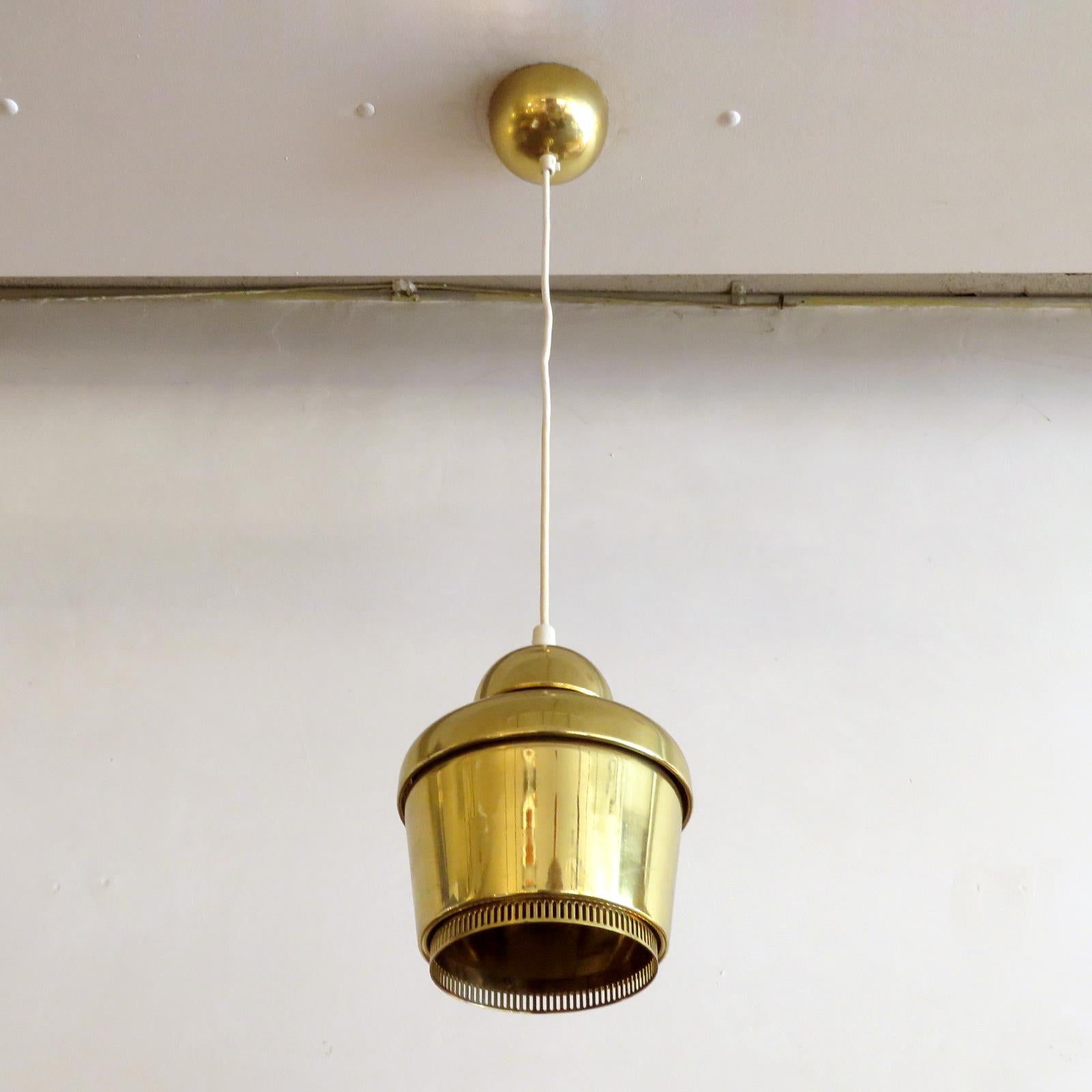 Scandinavian Modern Alvar Aalto A330 Golden Bell, Pendant Light, 1960