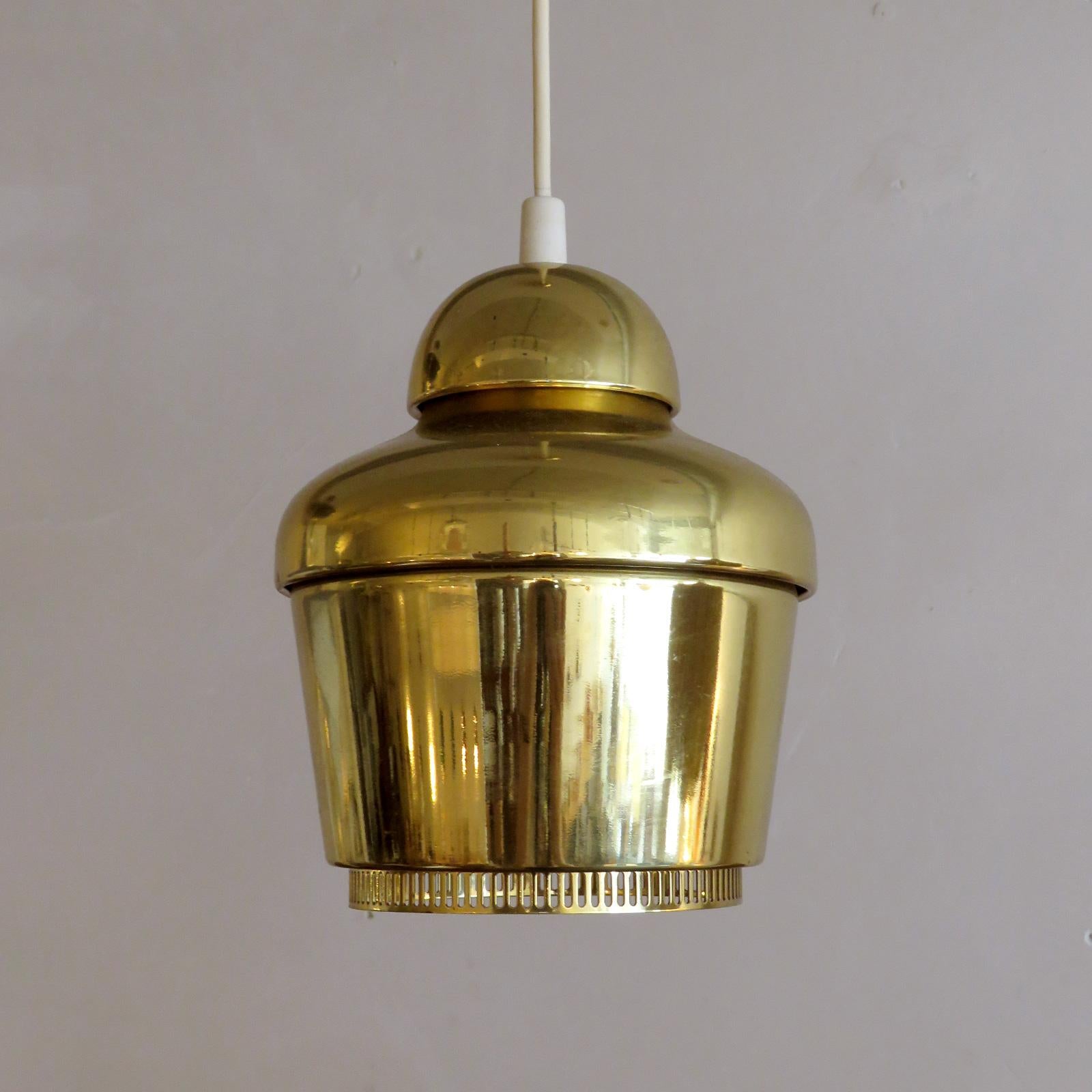 Polished Alvar Aalto A330 Golden Bell, Pendant Light, 1960