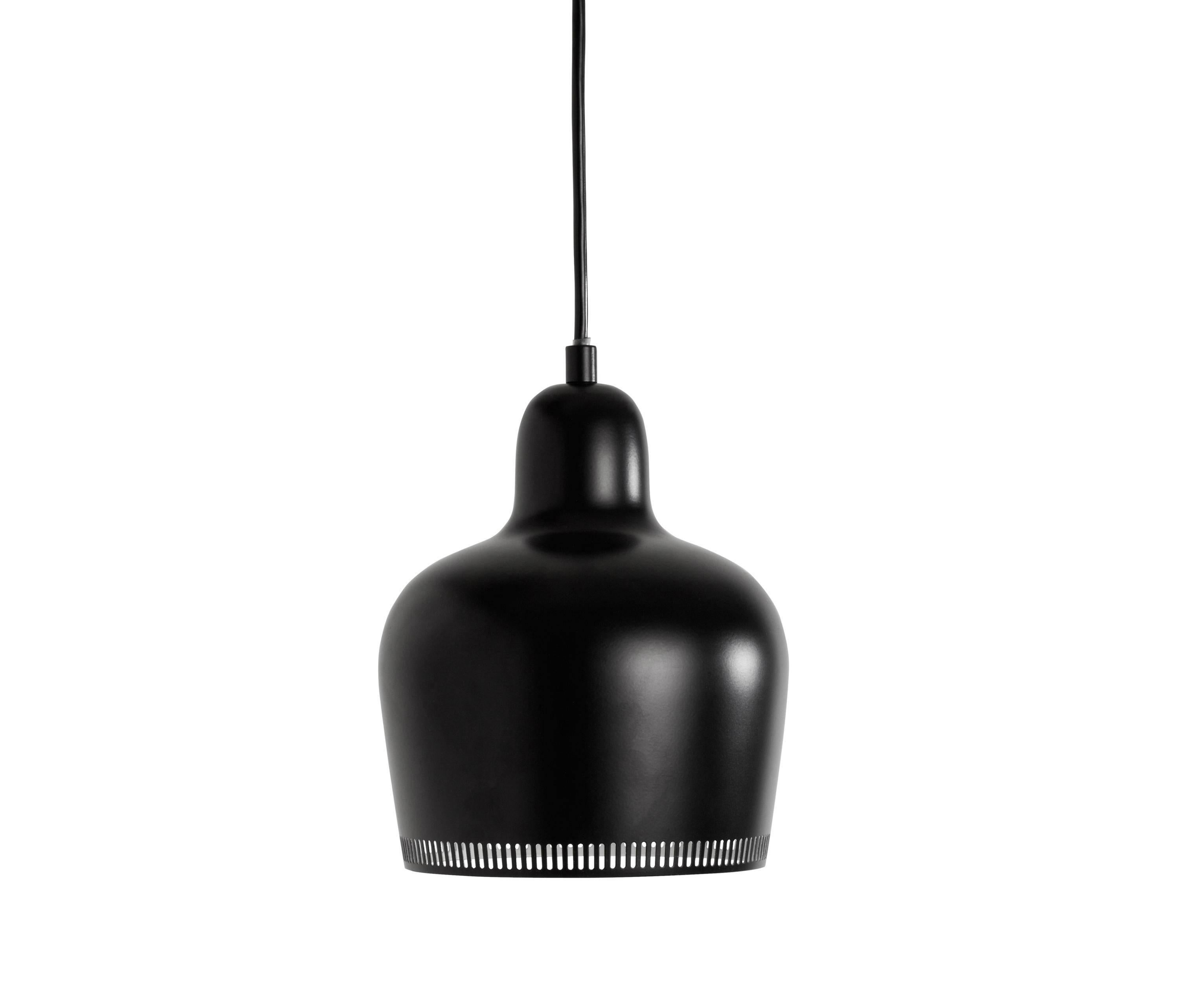 Alvar Aalto A330S 'Golden Bell' black pendant light for Artek. Designed in 1937, this iconic lamp has since remained in near constant production by its original manufacturer, Artek of Finland. Executed in clear lacquered brass with white painted