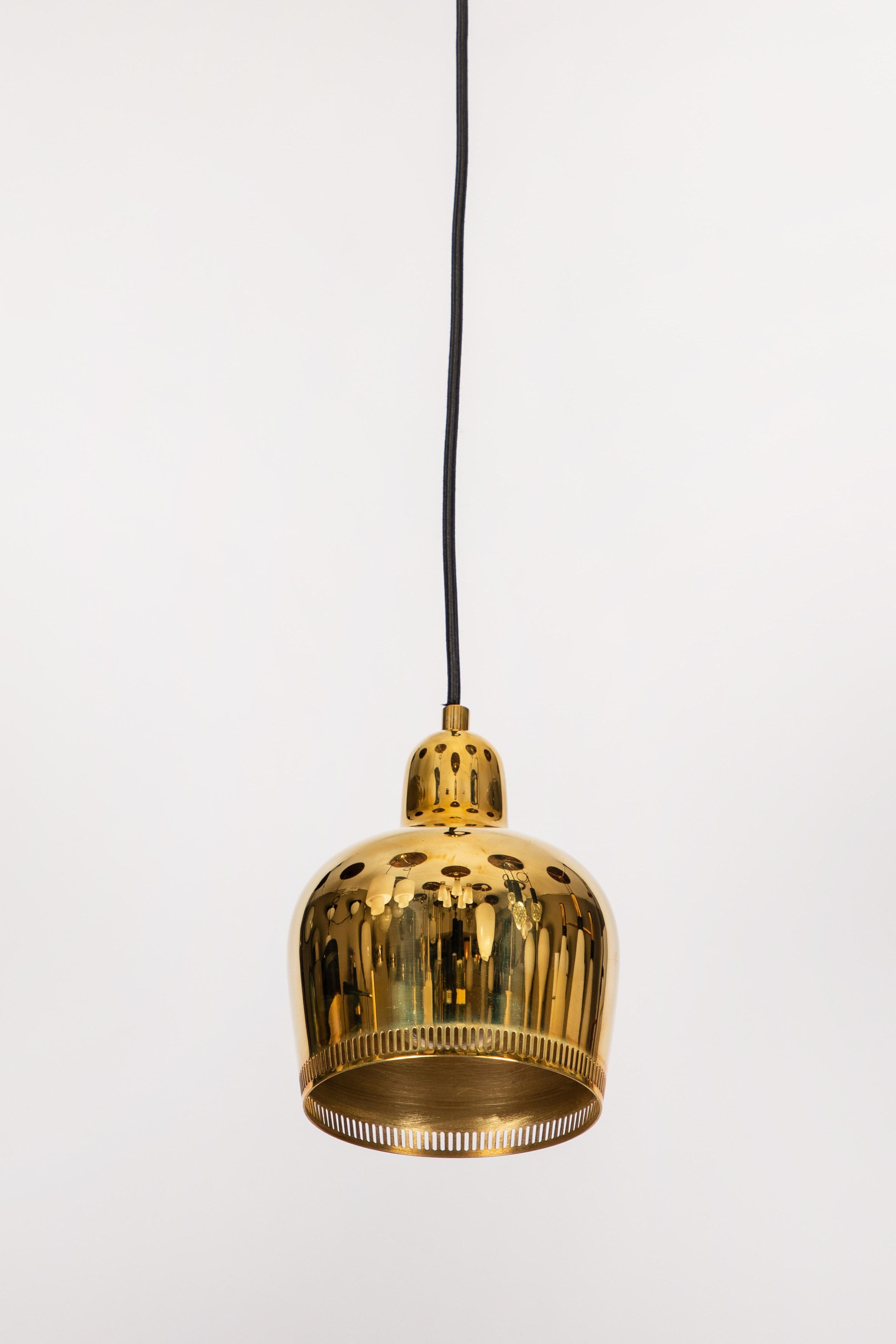 Alvar Aalto A330S 'Golden Bell Savoy Edition' All Brass Pendant Light for Artek 1