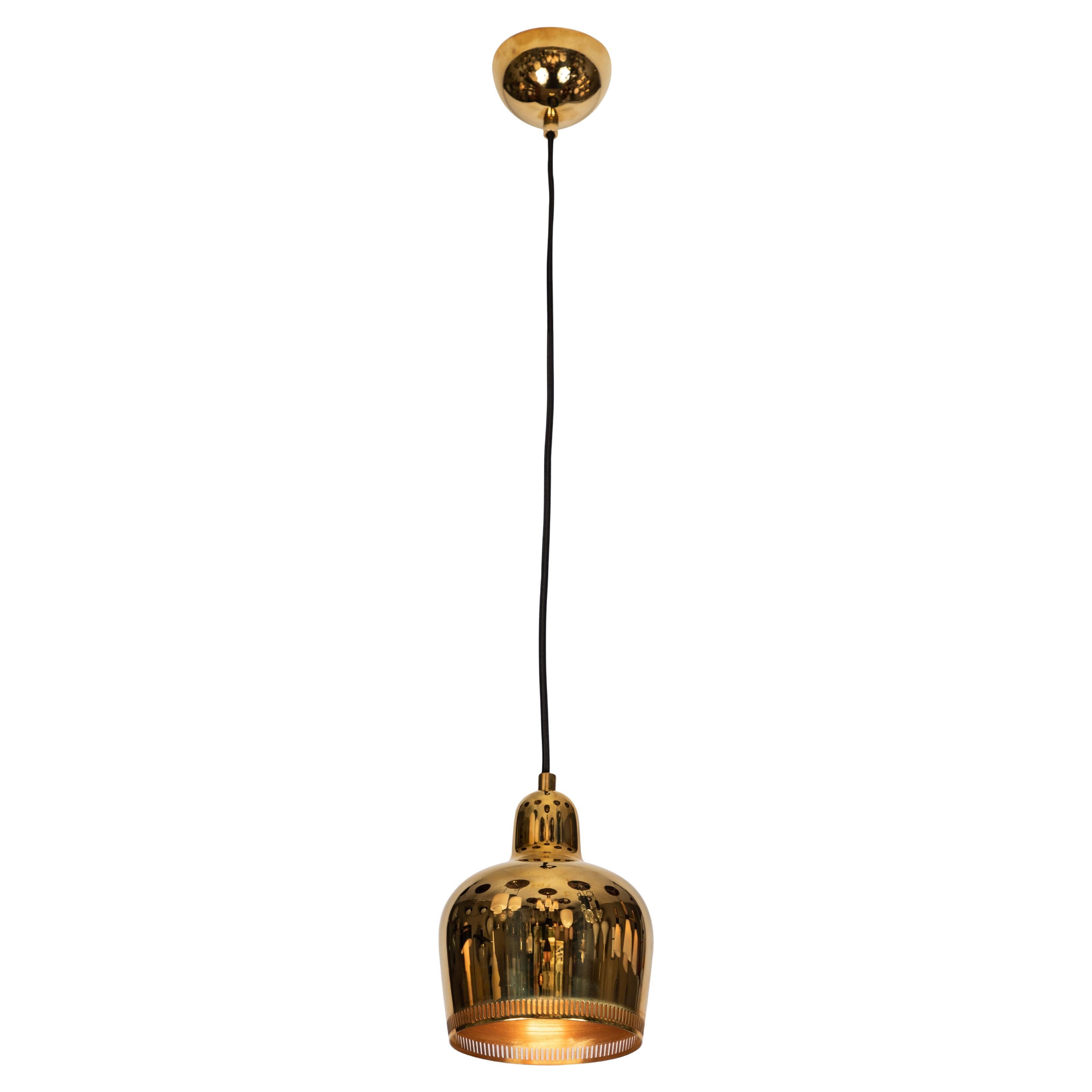 Alvar Aalto A330S 'Golden Bell Savoy Edition' All Brass Pendant Light for Artek