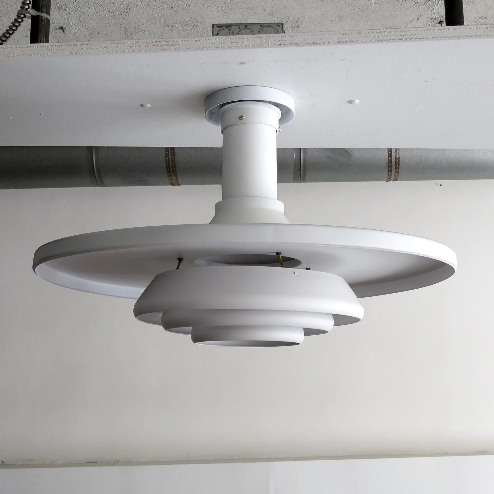 Wonderful 'Flying Saucer' Model A337, ceiling flush mount lamp by Alvar Aalto, early example by original manufacture Valaisinpaja Oy, Finland, circa 1953, labelled with manufacture's mark, wired for US standards, one E27 socket, max. wattage 100w or