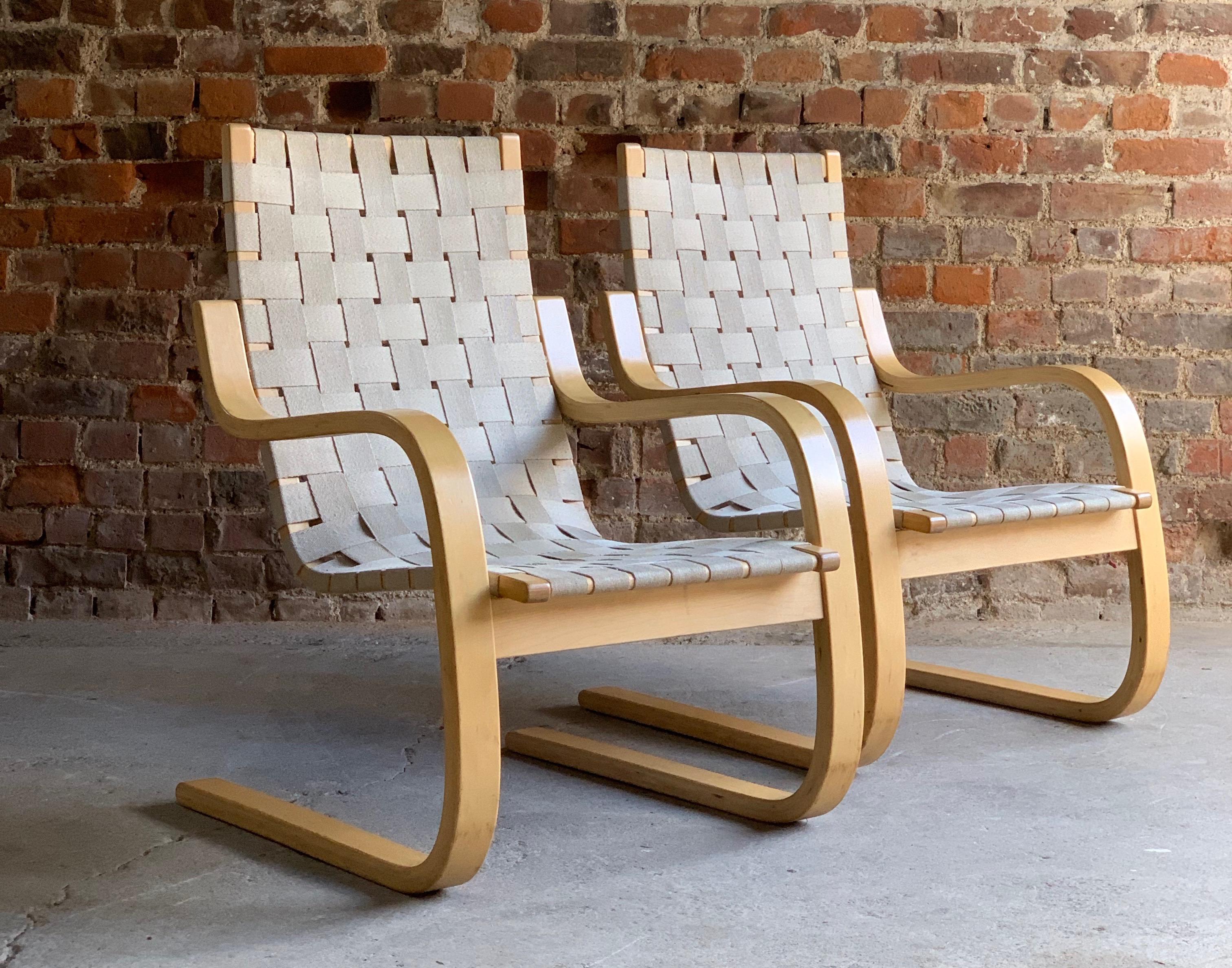 Late 20th Century Alvar Aalto Armchair Model 406 Pair of Cantilever Chairs by Artek, circa 1970s