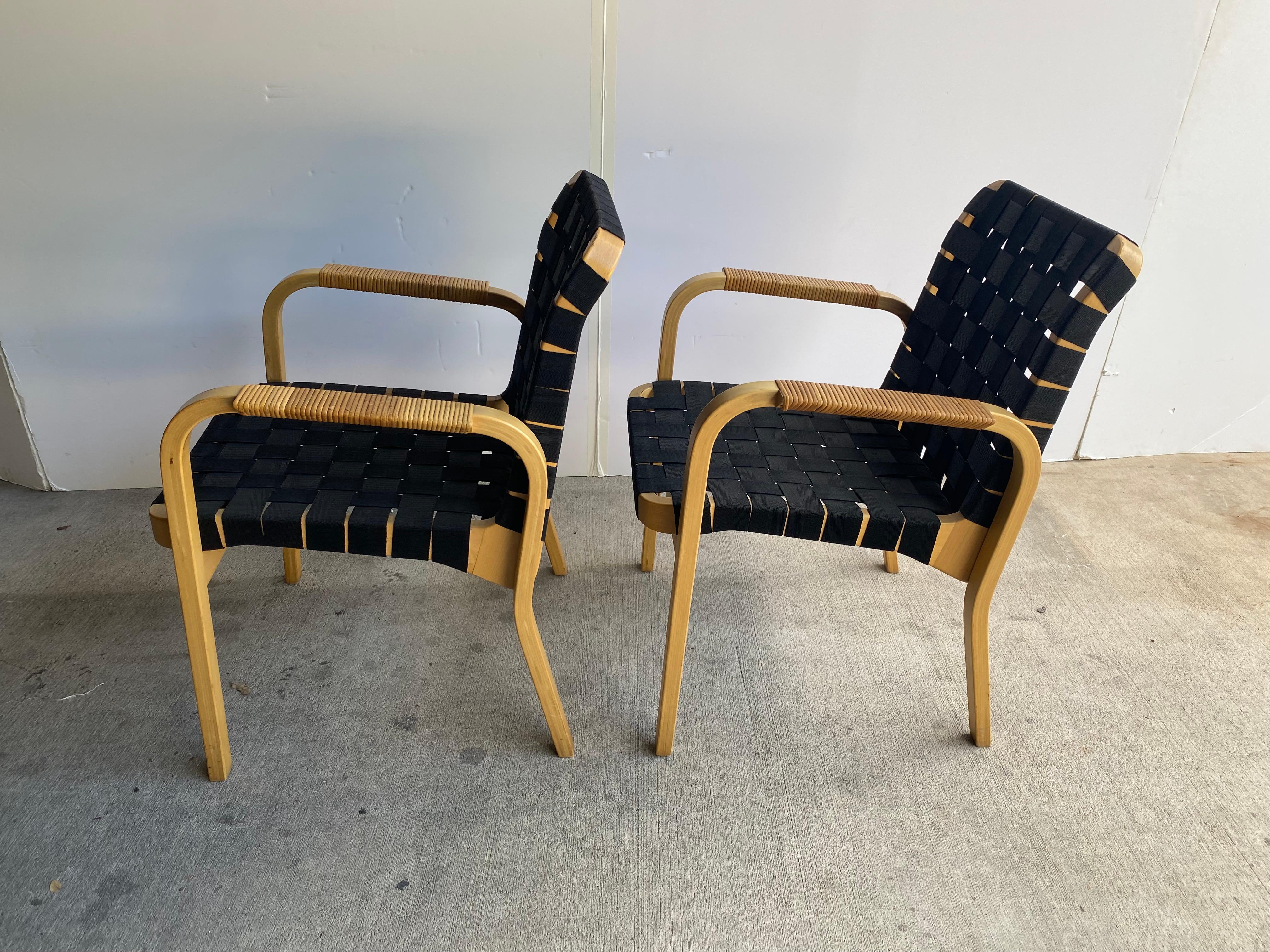 Alvar Aalto Armchairs with Black Straps, Finland, 1960's For Sale 1