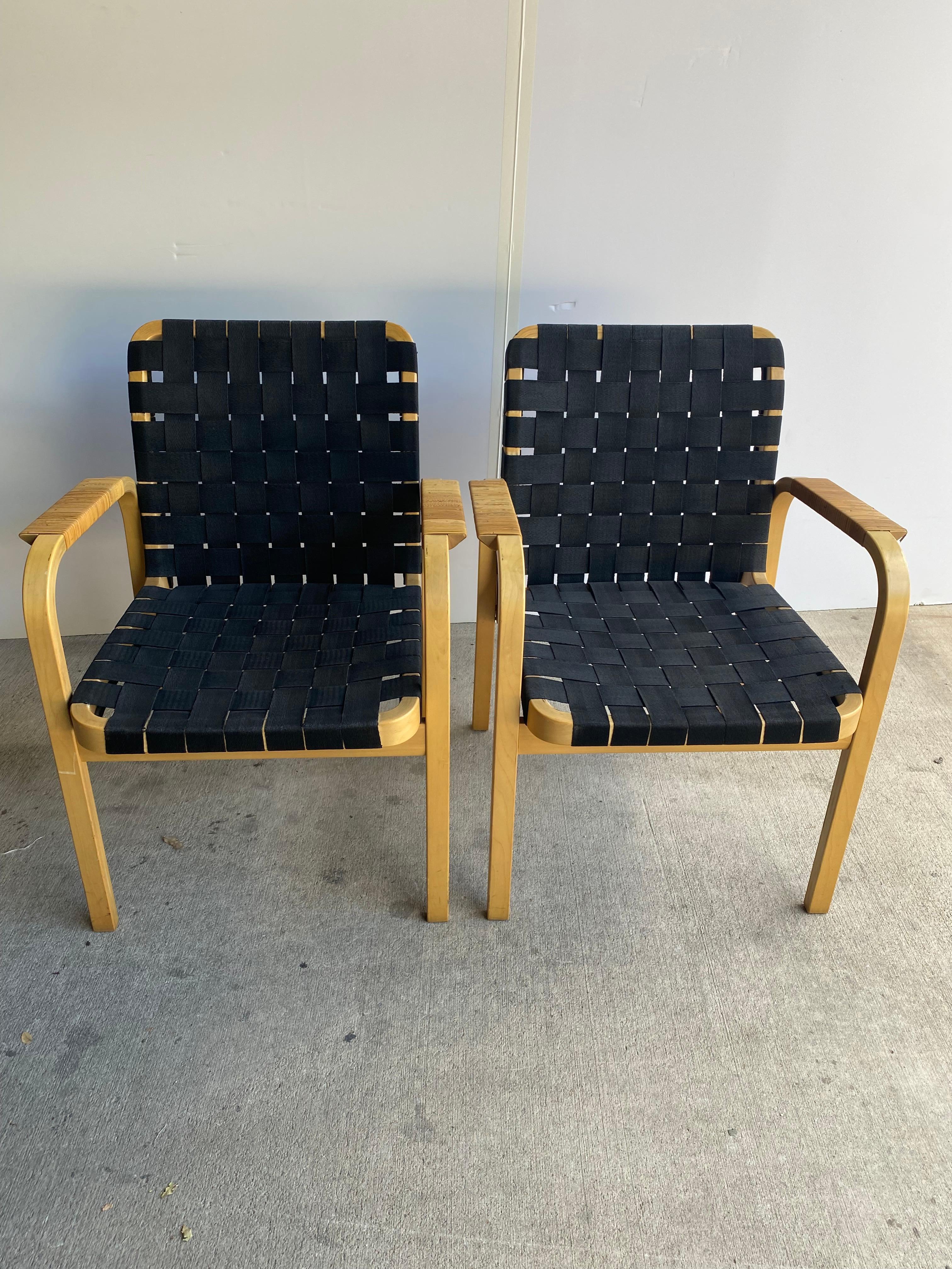 Alvar Aalto Armchairs with Black Straps, Finland, 1960's For Sale 2