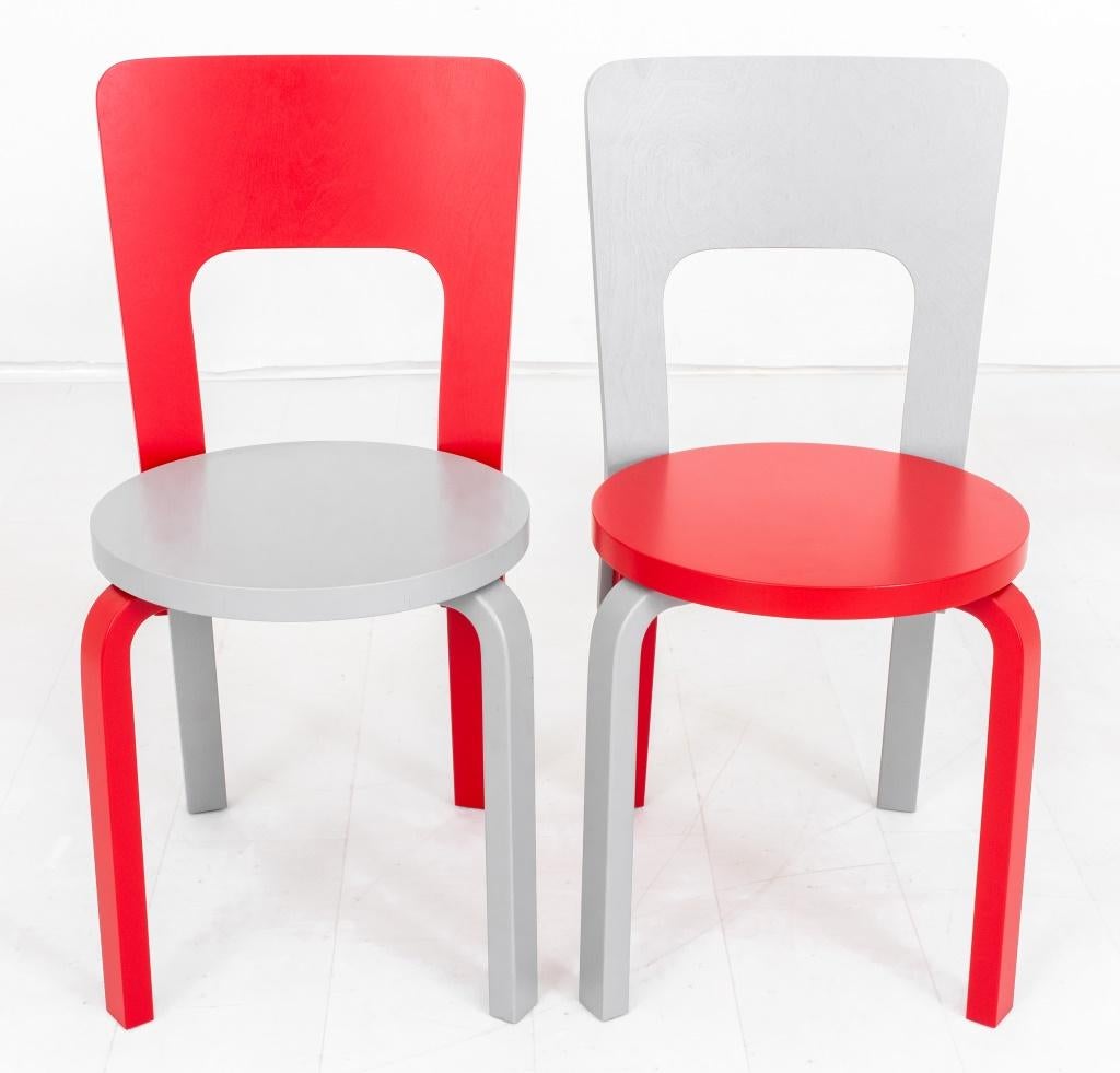 Alvar Aalto Artek Mid-Century Modern 66 Chairs, Pair  In Good Condition For Sale In New York, NY