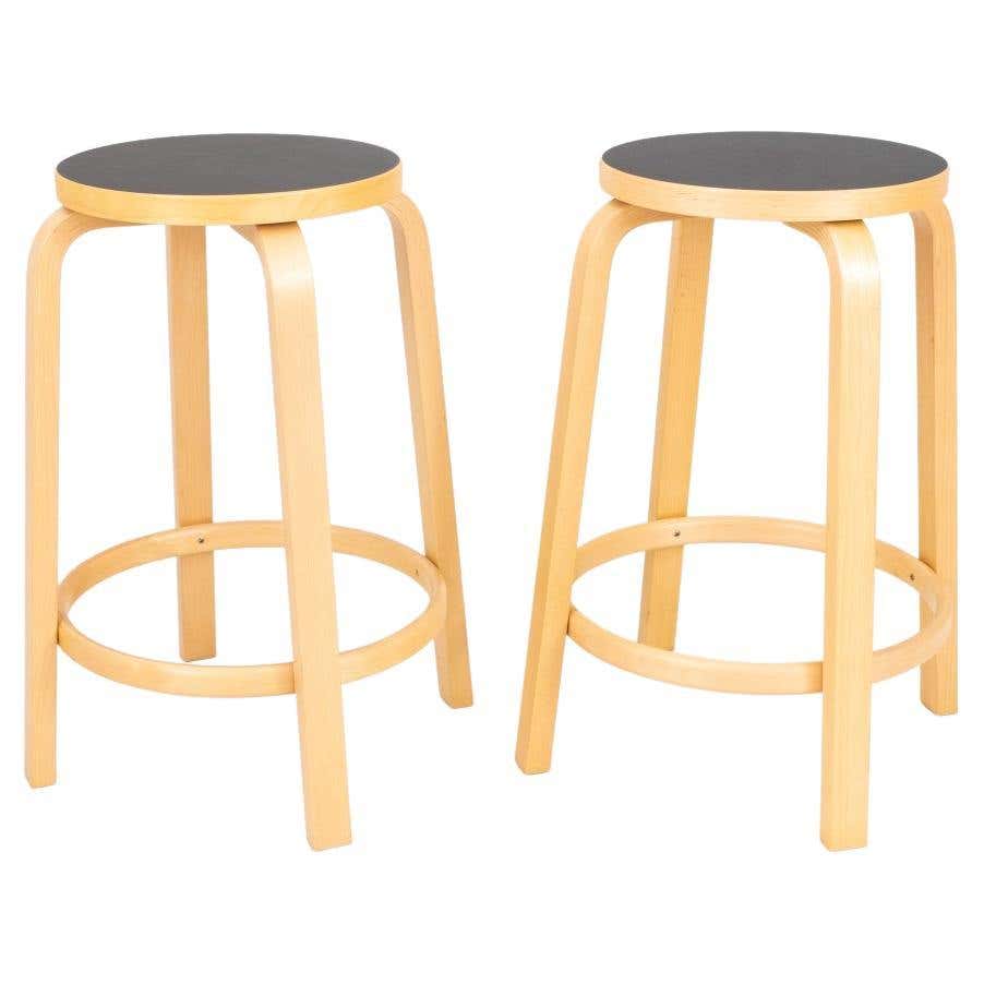 Alvar Aalto Artek Mid-Century Modern High Stools 2 For Sale at 1stDibs