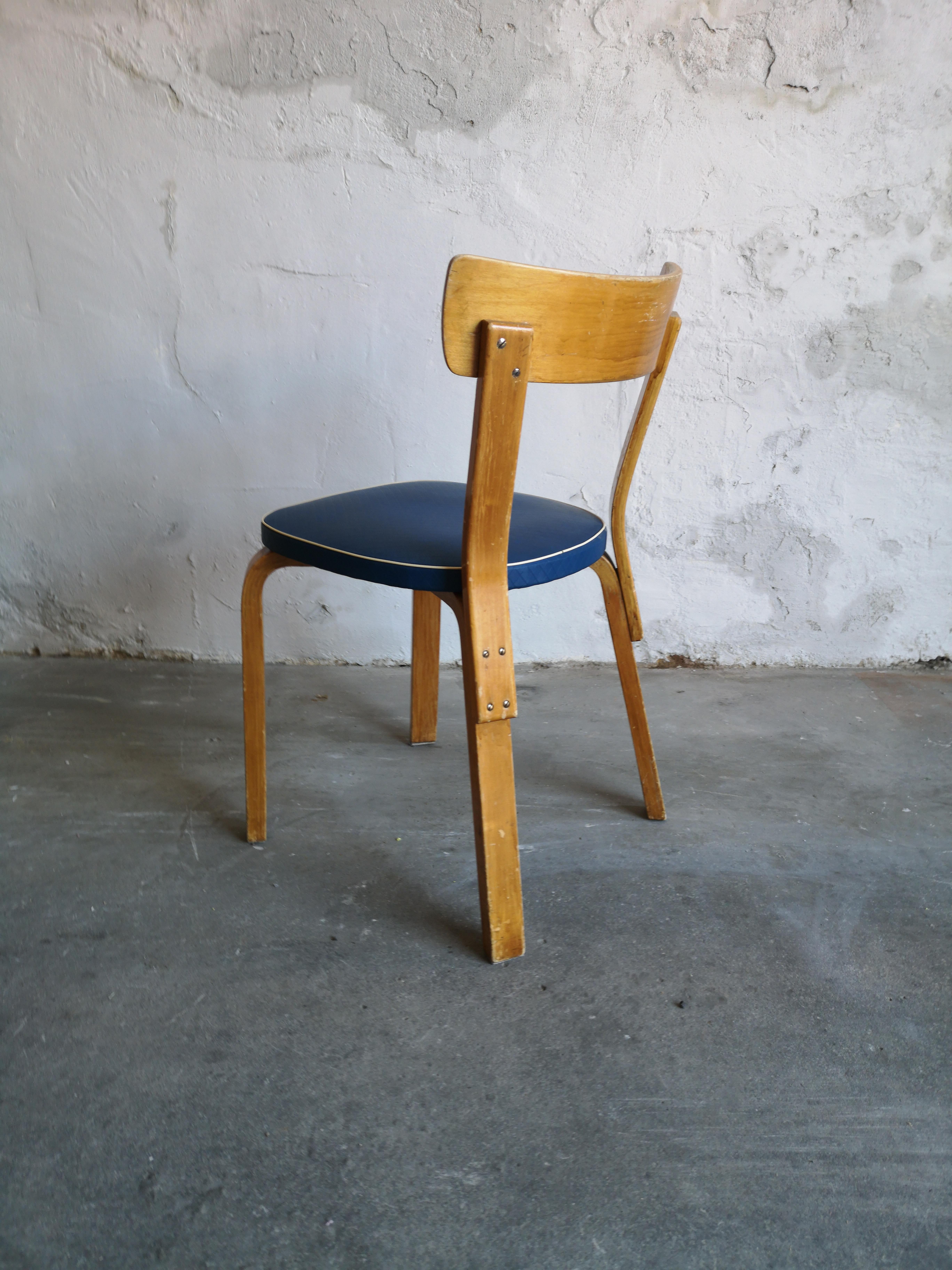 Finnish Alvar Aalto/Artek Original Vinyl Upholstered Chair Model 69, 1950s For Sale