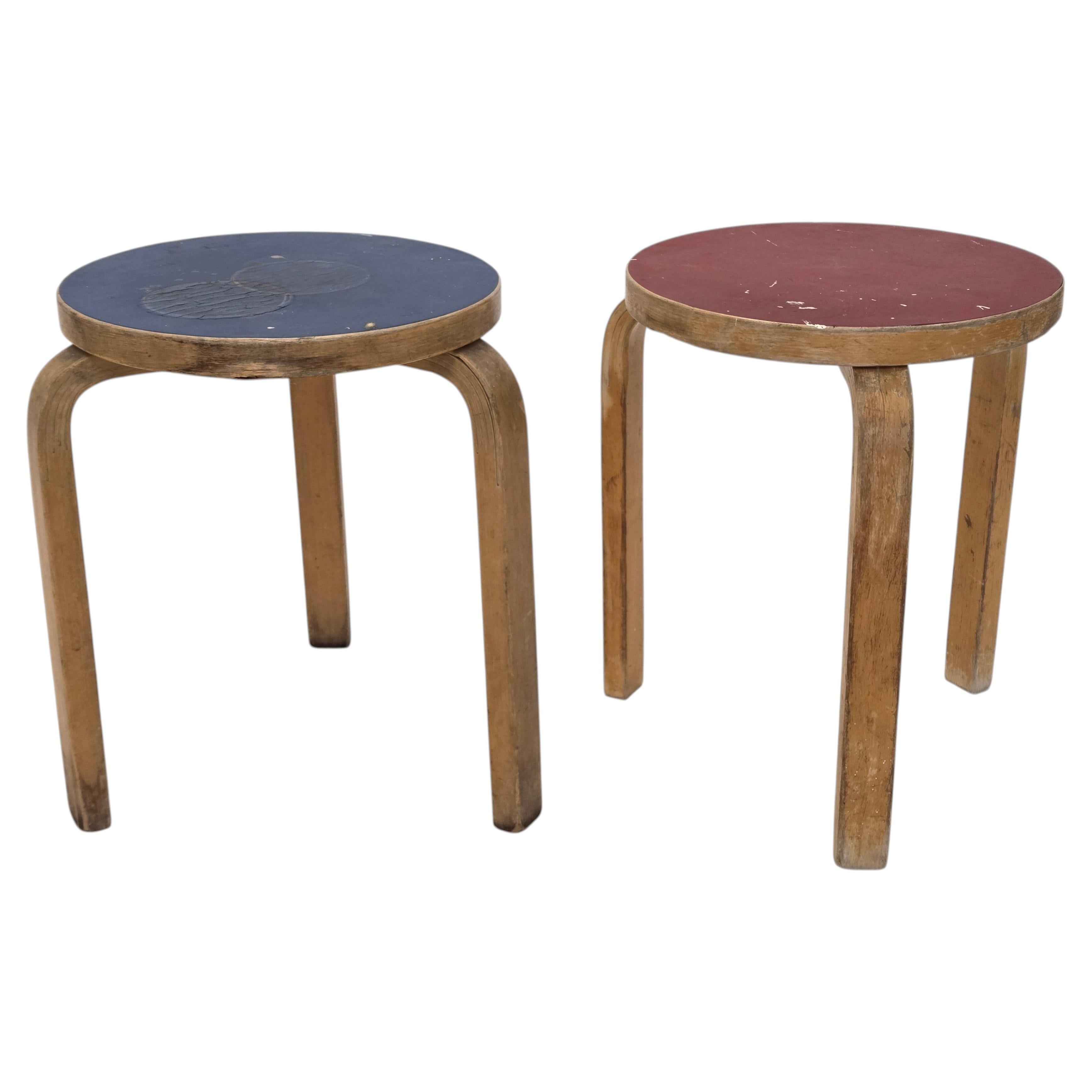 Alvar Aalto Artek Stool 60 Pair Finland 1950s Vintage Original