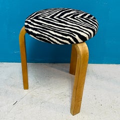 Alvar Aalto Artek Stool 60, Zebra Fabric, Early Version