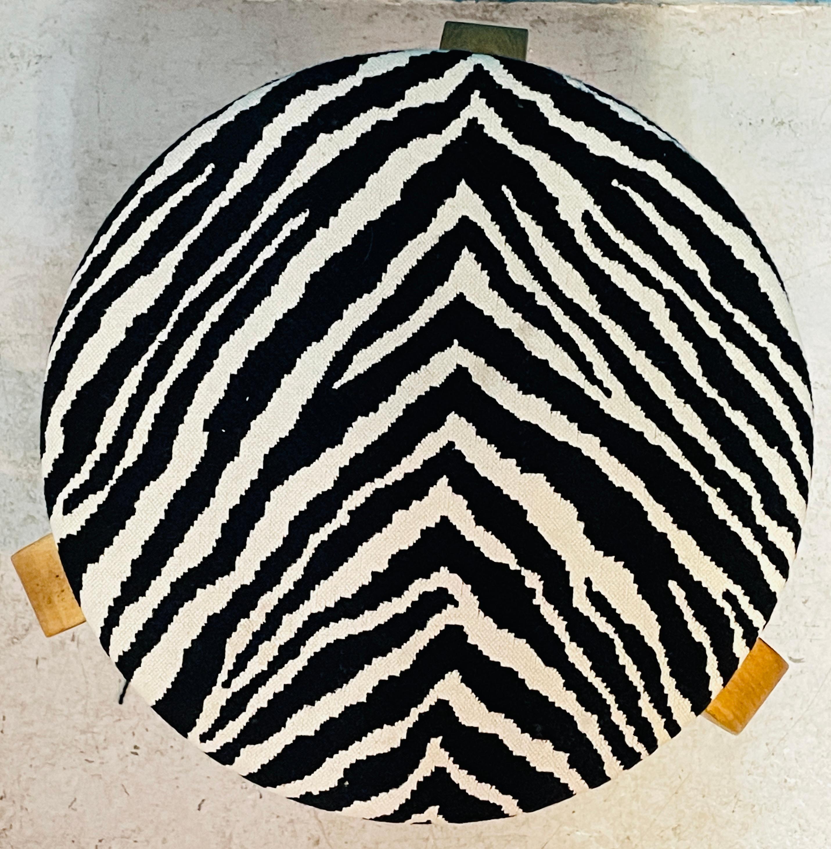 Alvar Aalto Artek Stool 60, Zebra Fabric, Early Version 2