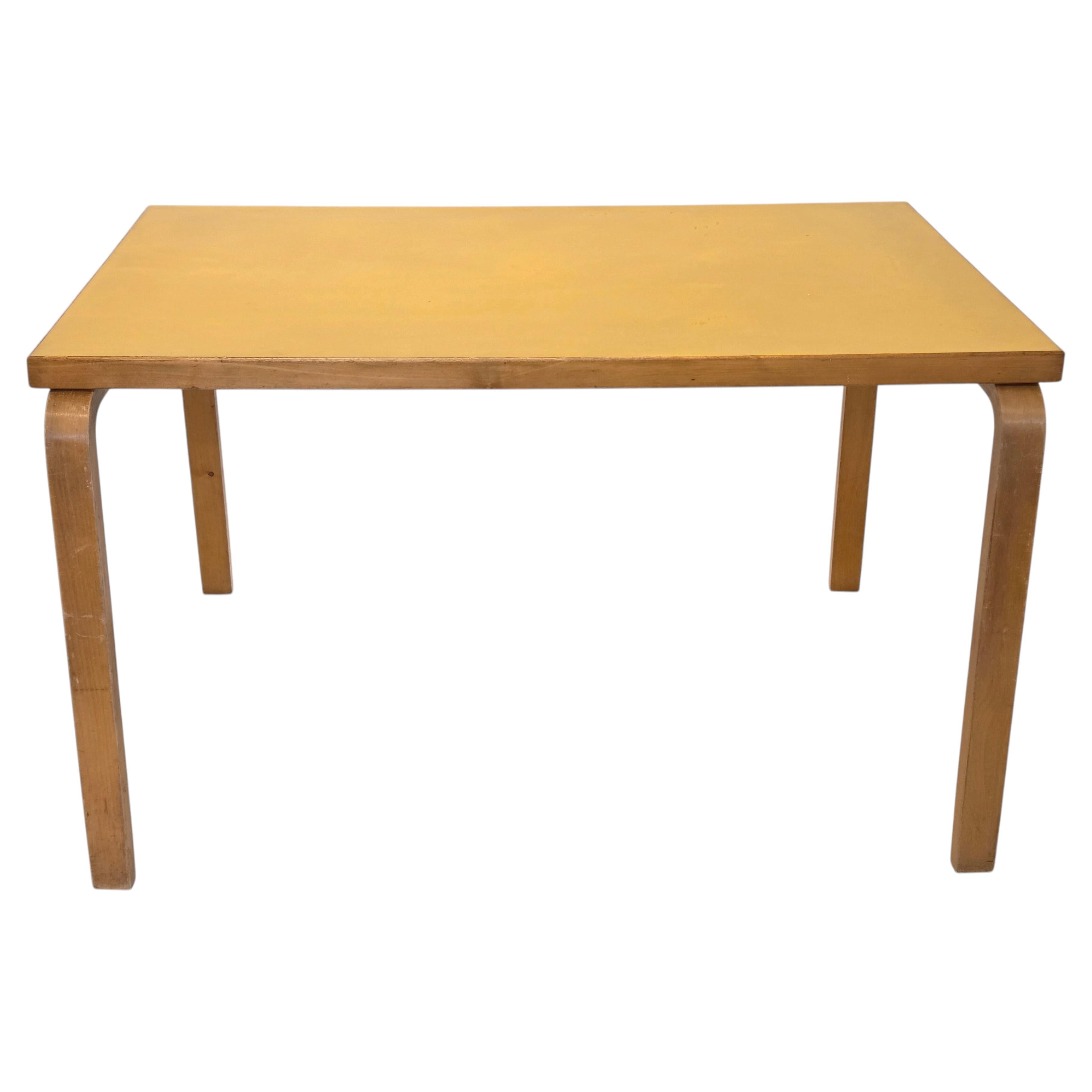 Alvar Aalto Artek Table 81B Yellow Linoleum 1950s Finland Vintage Alvar Aalto Artek Table 81B Yellow Linoleum 1950s Finland Vintage