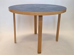 Alvar Aalto+Aalto Artek Table 90A Bleu Linoléum 1950s Finland Vintage Original