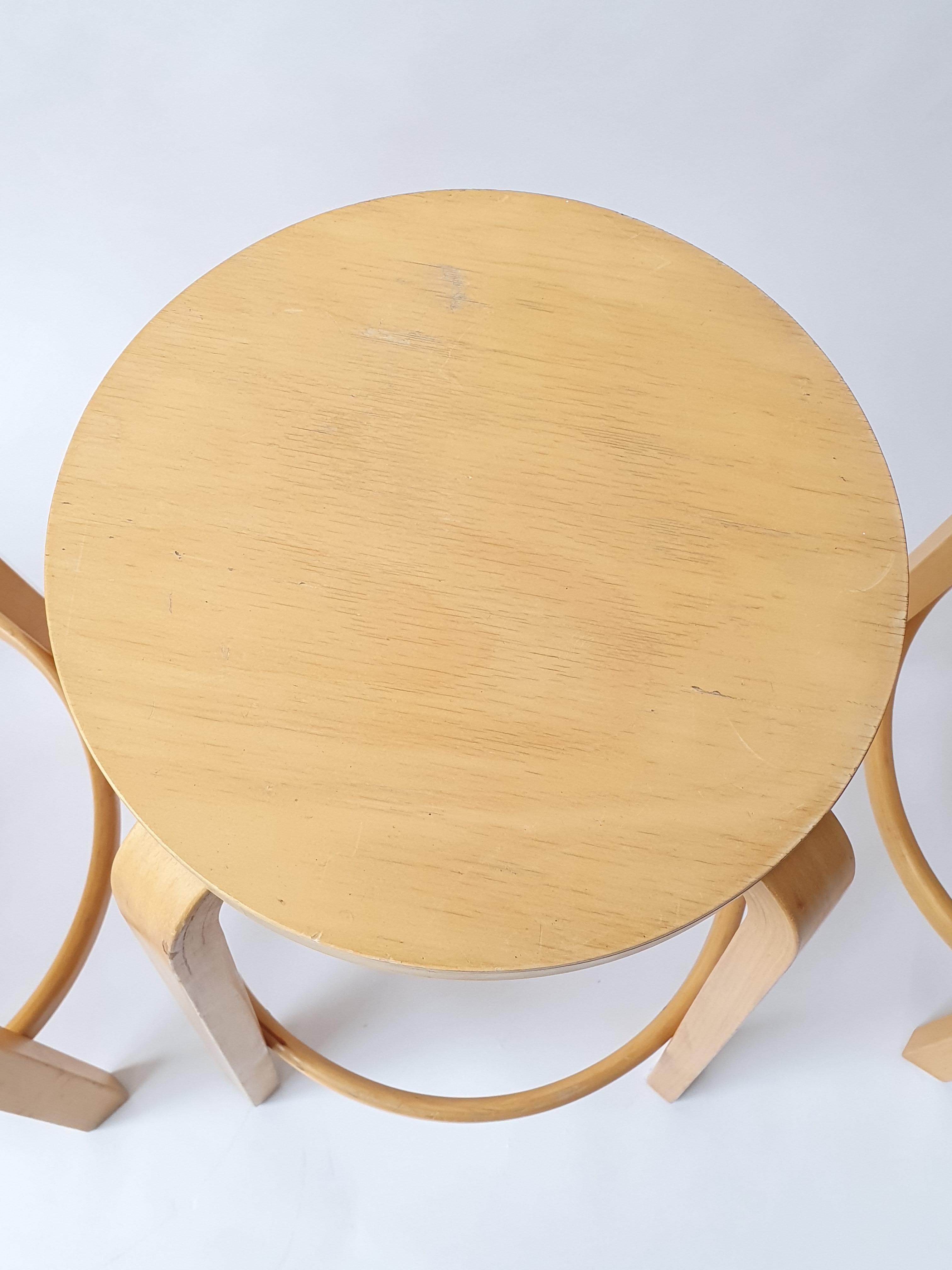 Birch Alvar Aalto Bar Stool 64 by Artek 4 pieces