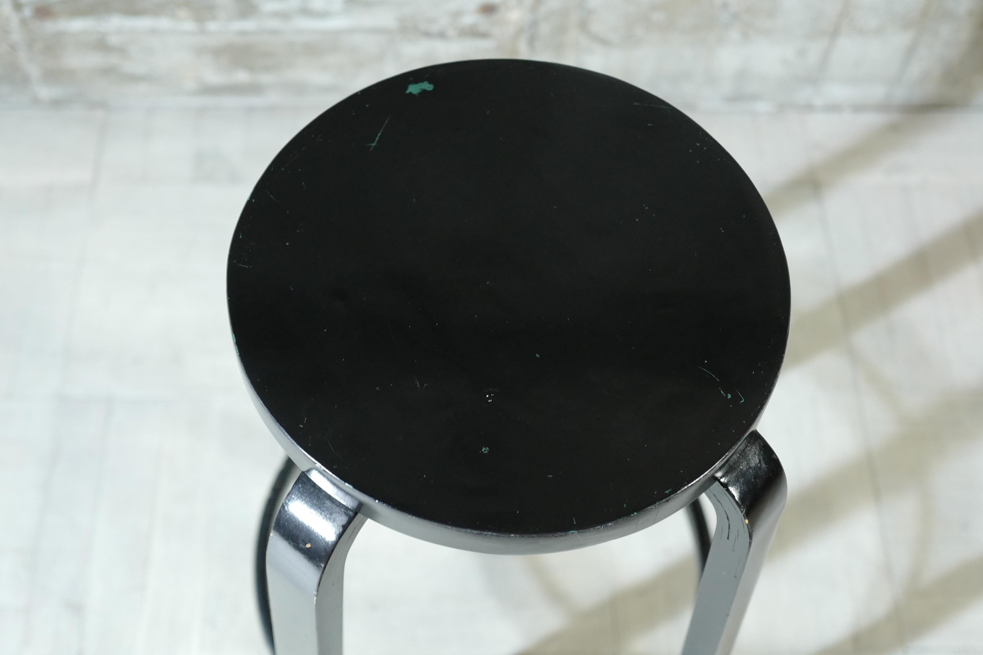 Finnish alvar aalto bar stool64 painted black For Sale