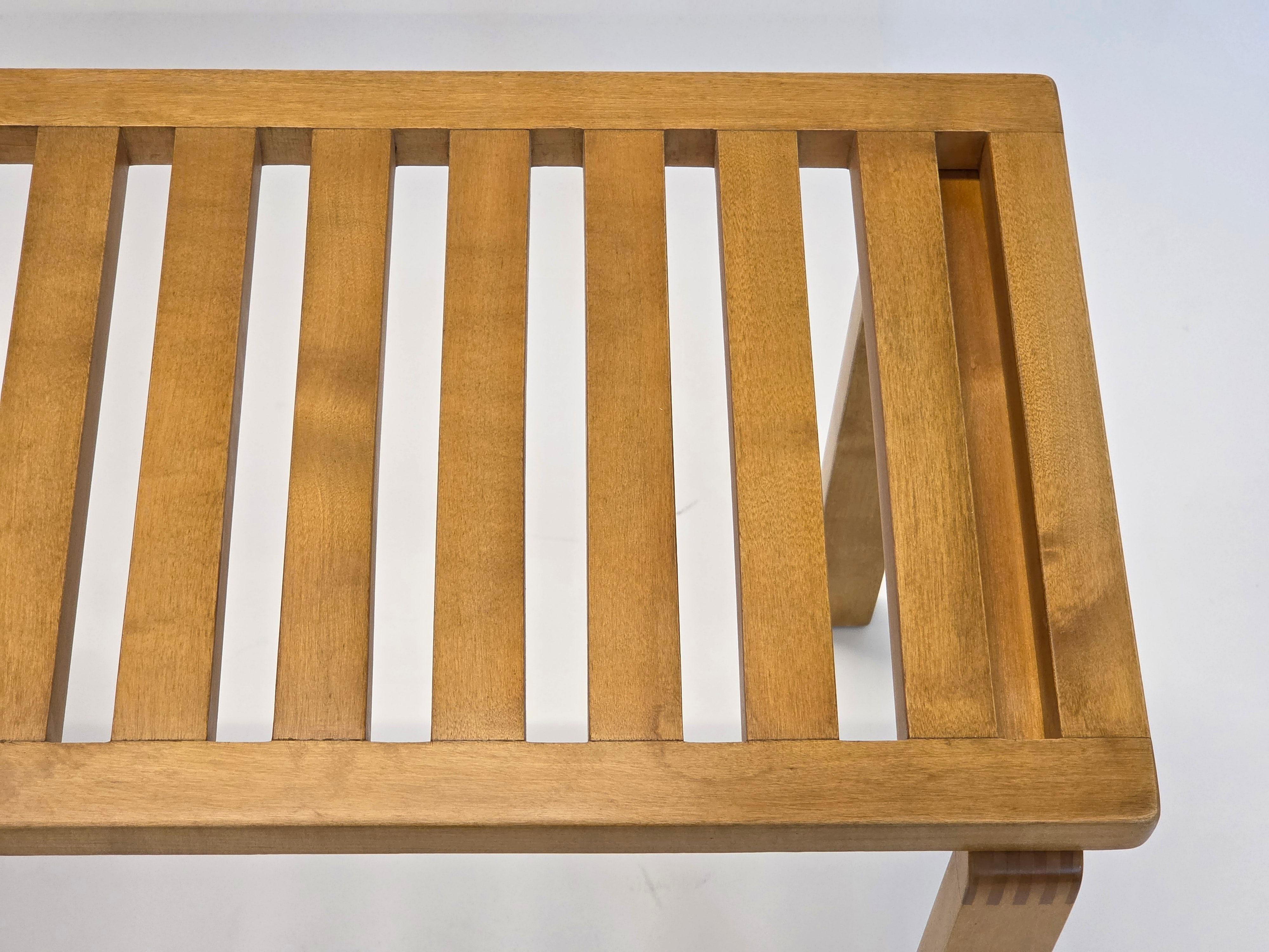 Finnish Alvar Aalto Bench with War Time Legs by Artek 1940s For Sale