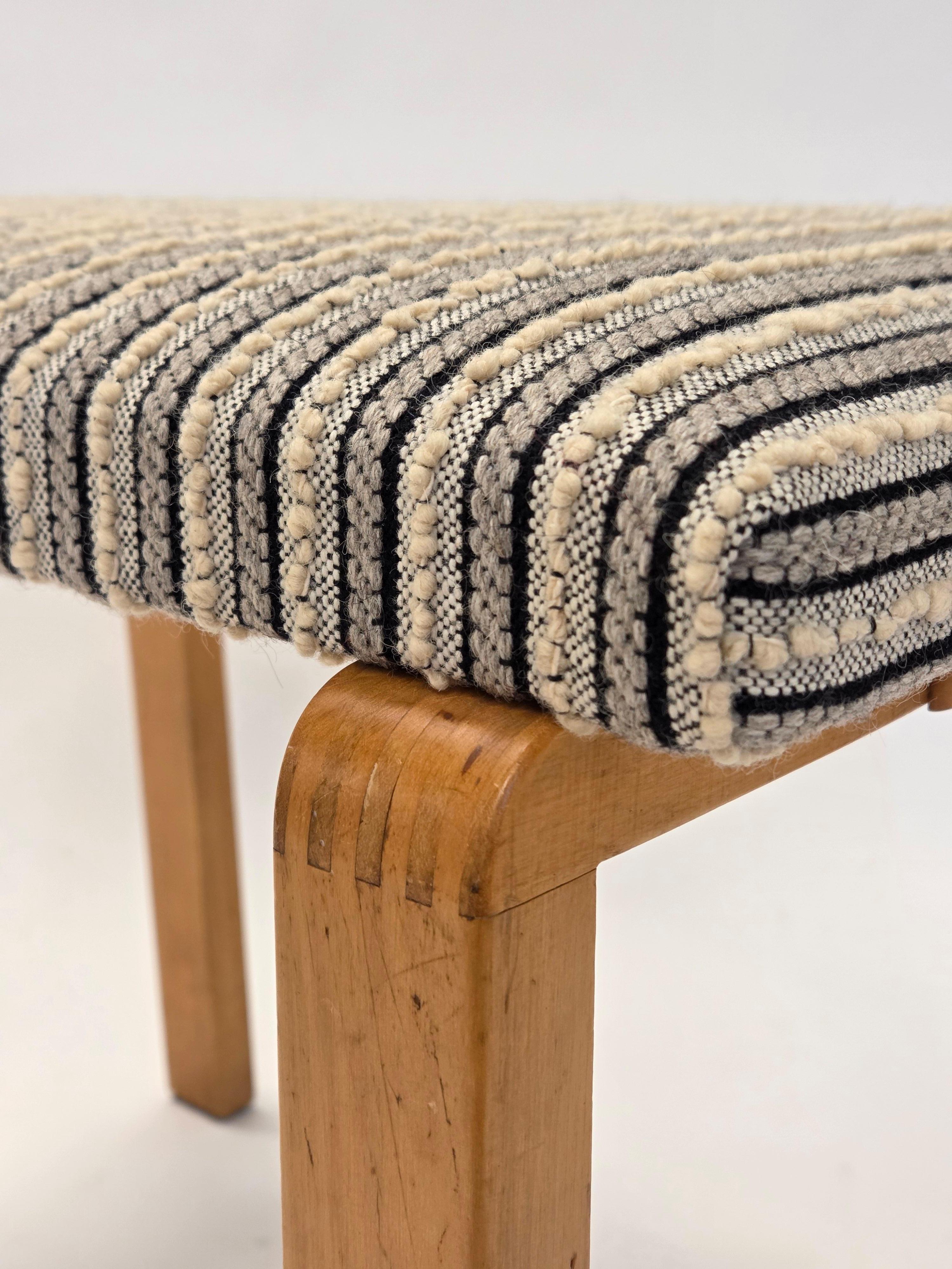 Alvar Aalto Bench with War Time Legs by Artek in 1940s For Sale 1