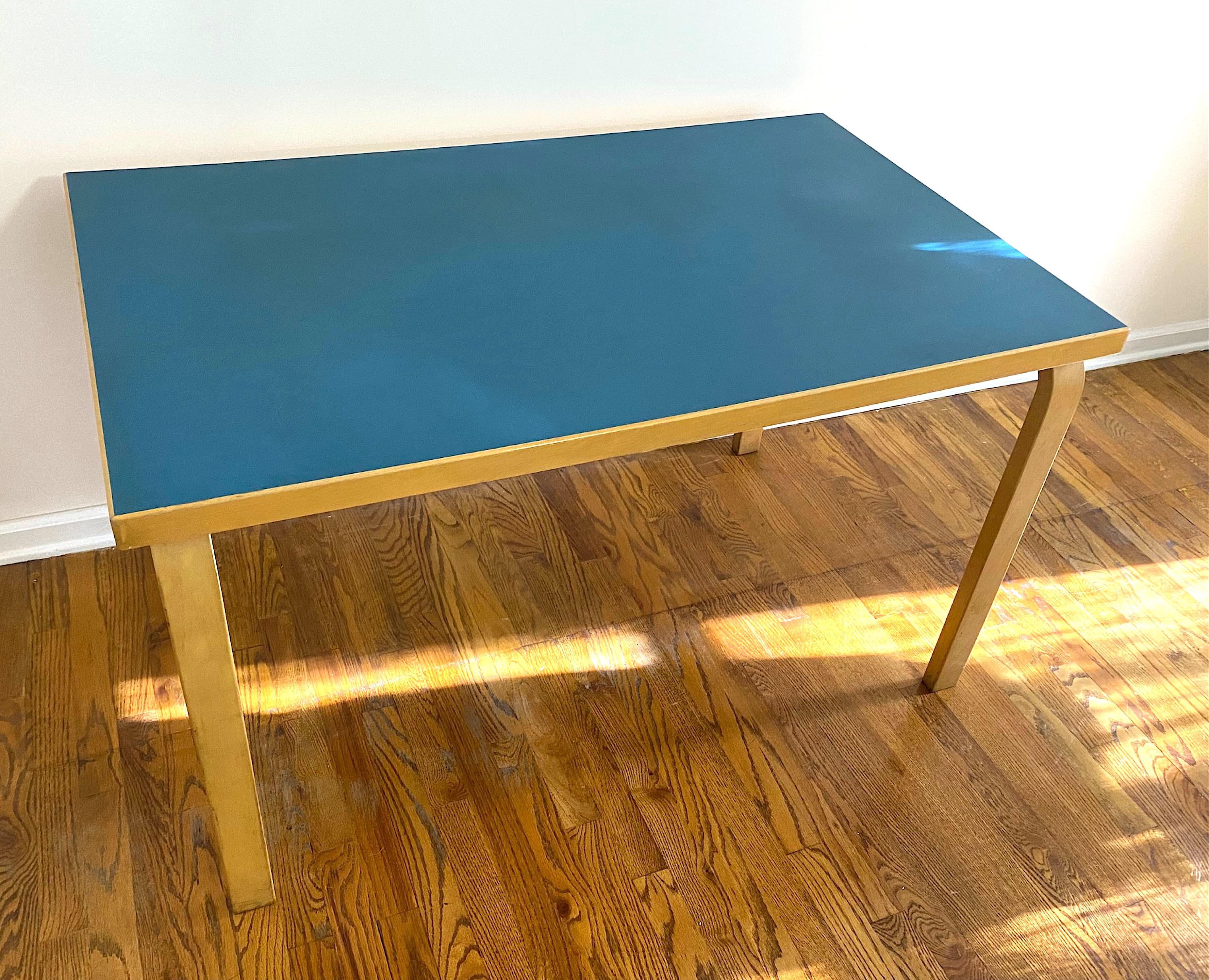 Alvar Aalto Birch Dining or Writing Table with Blue Top 7